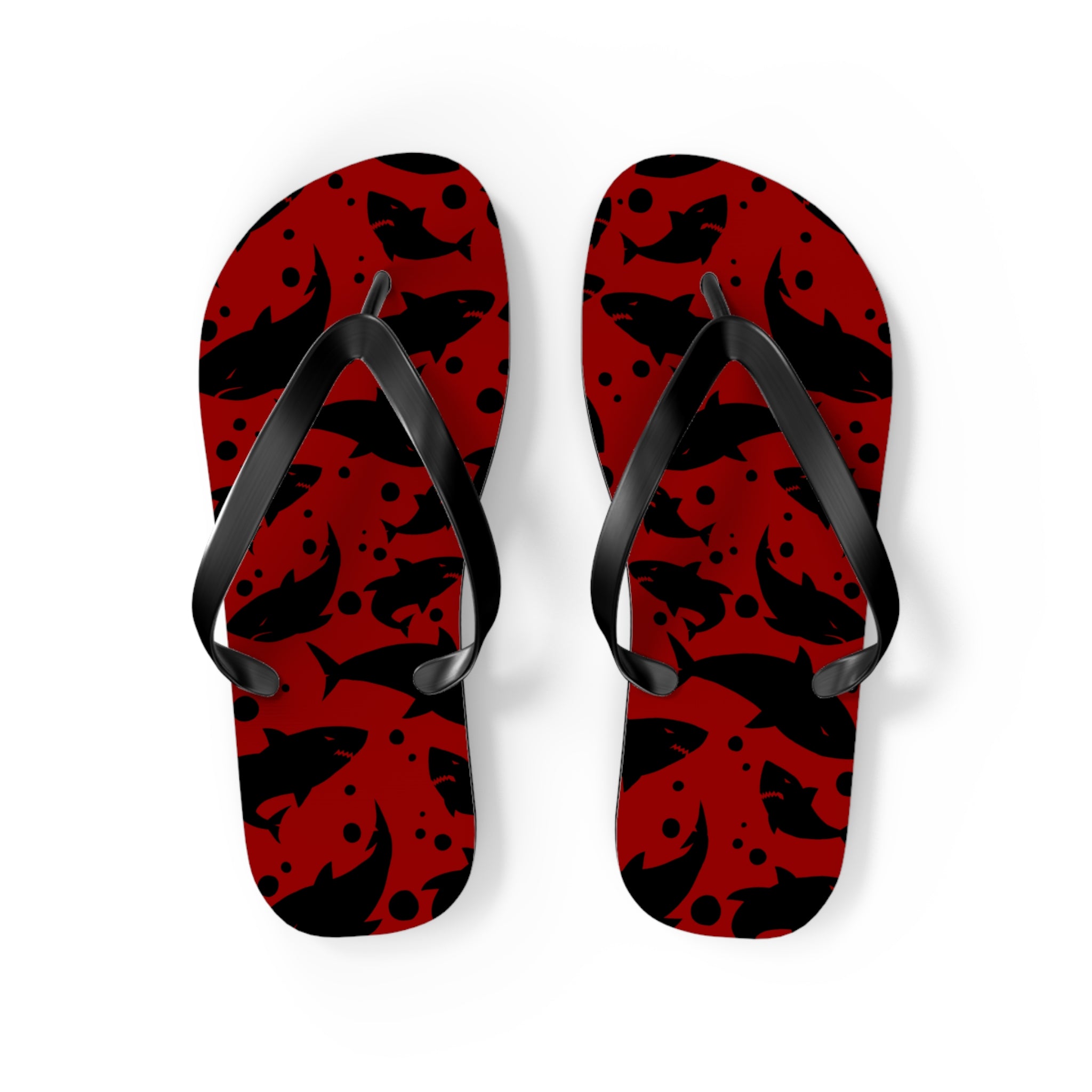 Unisex Red Black Shark Silhouette Pattern EVA Polyester Flip Flops