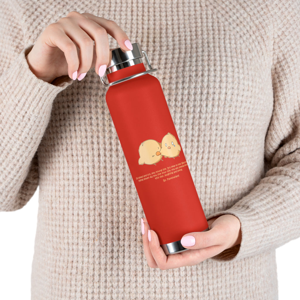 Navy Blue Cute Biting Chicks Quote 22oz Copper Vacuum Insulated Bottle