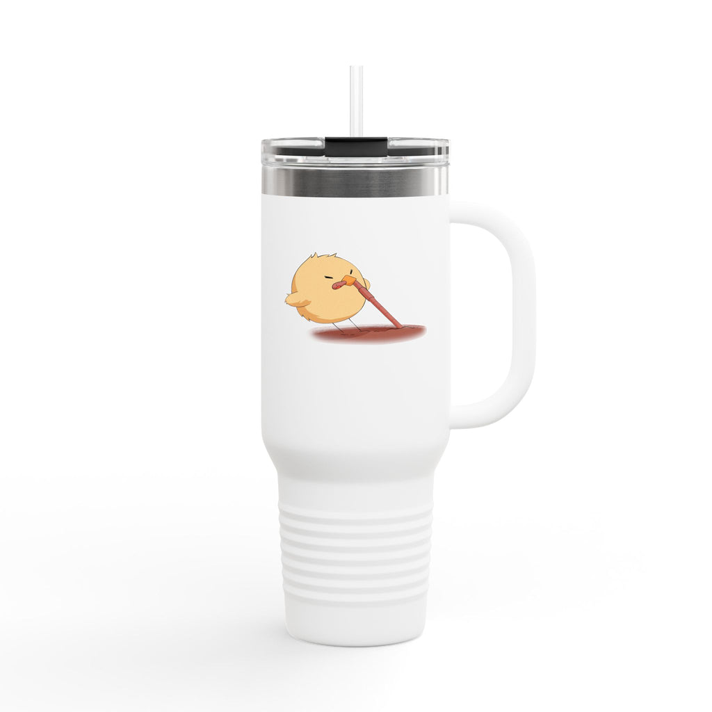 Black Cute Chick Pulling Worm 40oz Stainless Steel Insulated Travel Mug