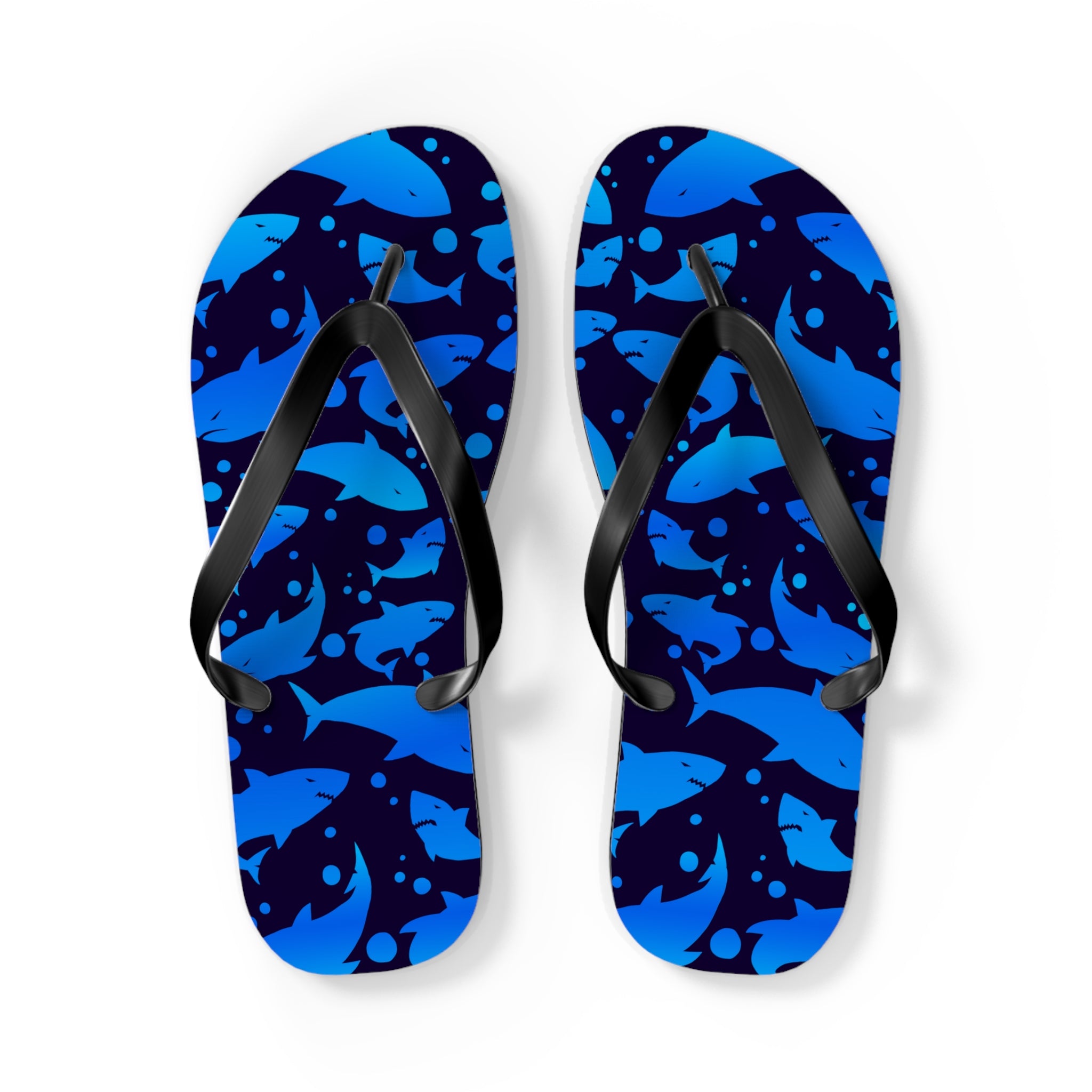 Unisex Navy Blue Shark Silhouette Pattern EVA Polyester Flip Flops