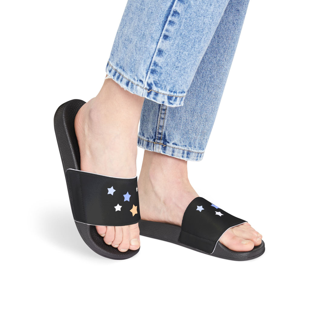 Women's Black and White Kitschy Cassiopeia Constellation Neoprene Blend Slide Sandals