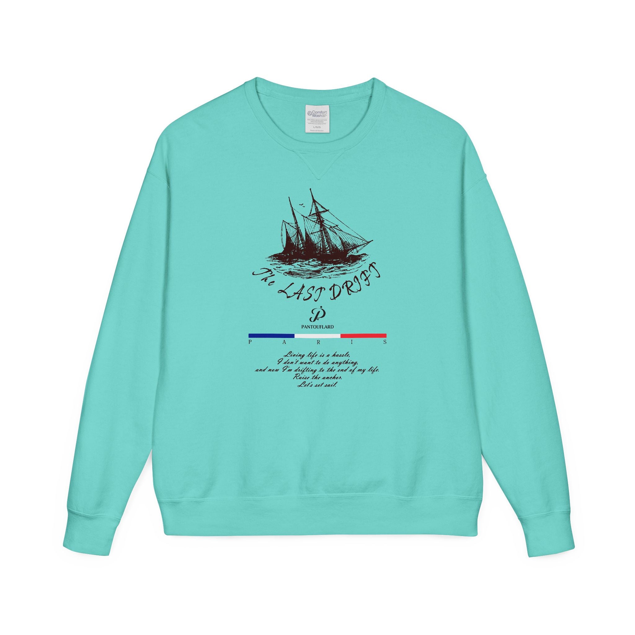 Old Money Nautical Heritage Crewneck - The Last Drift I (Paris Aesthetic Garment-Dyed Sweatshirt)