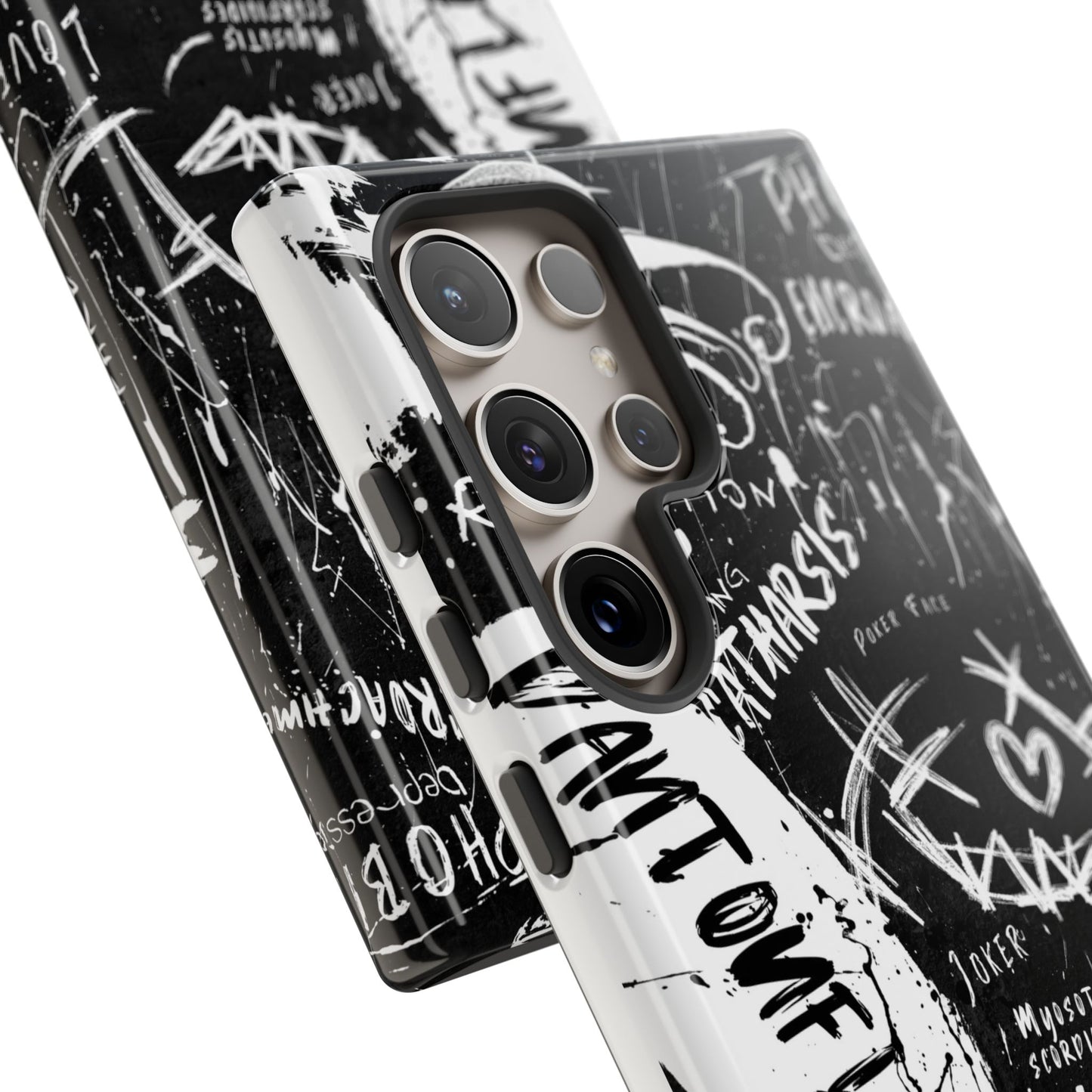 Fundas resistentes: funda atrevida para iPhone, Galaxy, Google Pixel, diseño de grafiti negro, estética urbana, regalo para amantes del arte, accesorios de teléfono modernos, estilo callejero
