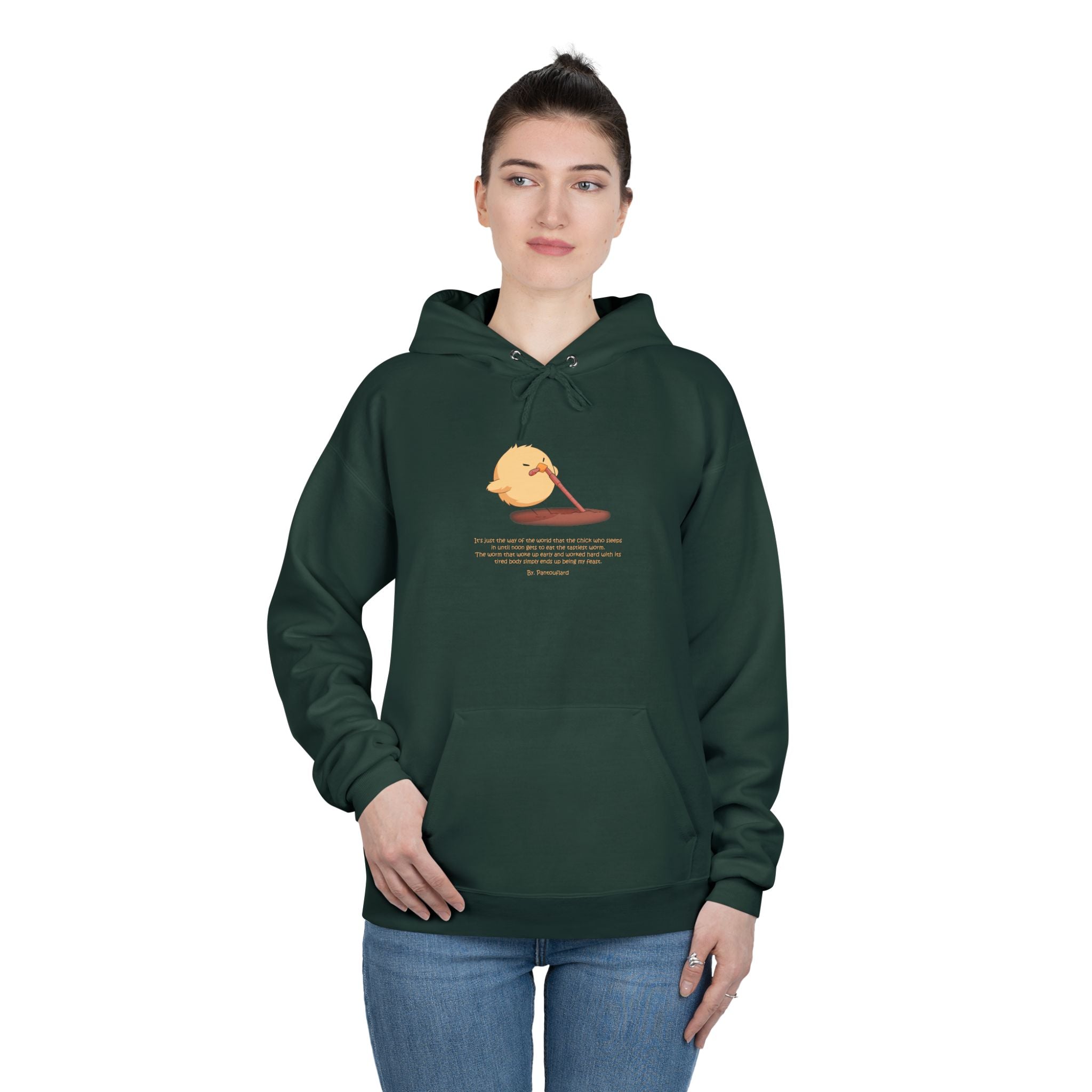 Unisex Light Blue Pantouflard Chick Cotton Blend Pullover Hoodie