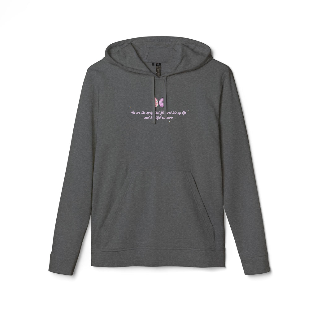 Unisex White Floral Butterfly Spring Quote BCI Cotton Adidas Hoodie