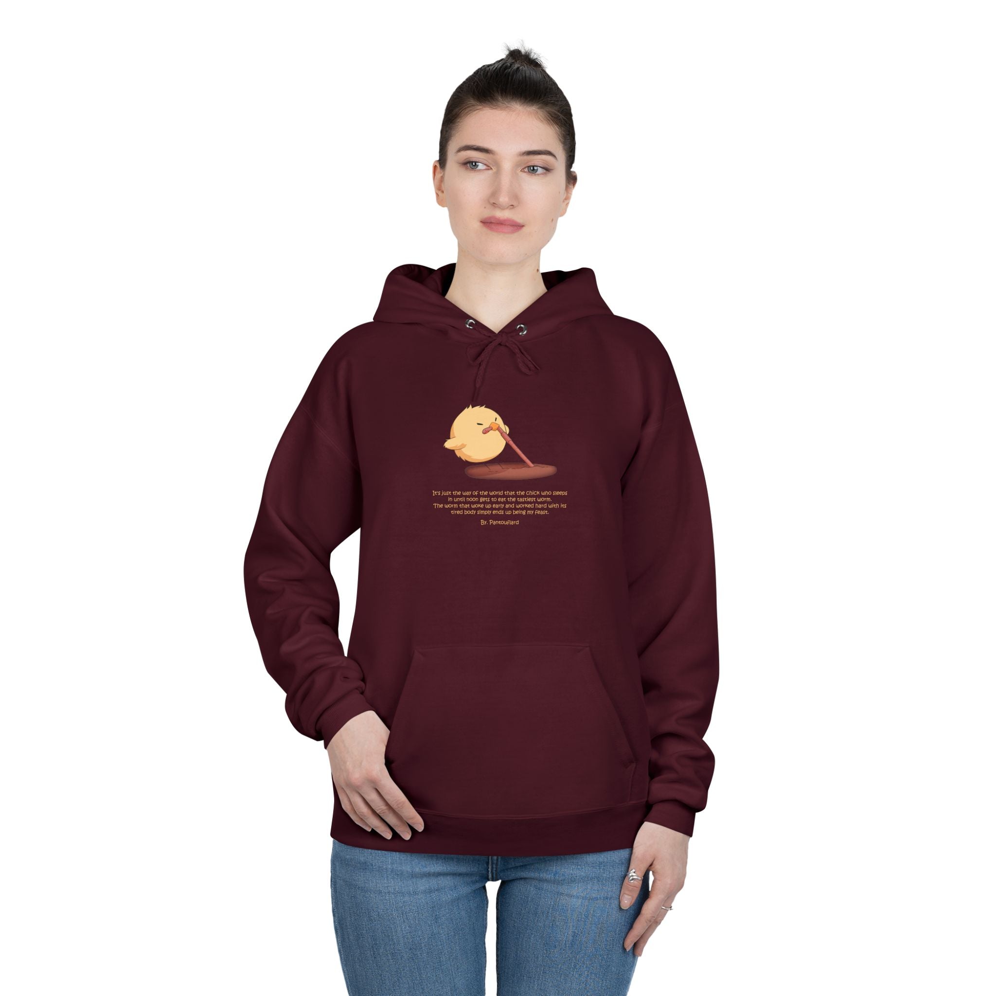 Unisex Light Blue Pantouflard Chick Cotton Blend Pullover Hoodie