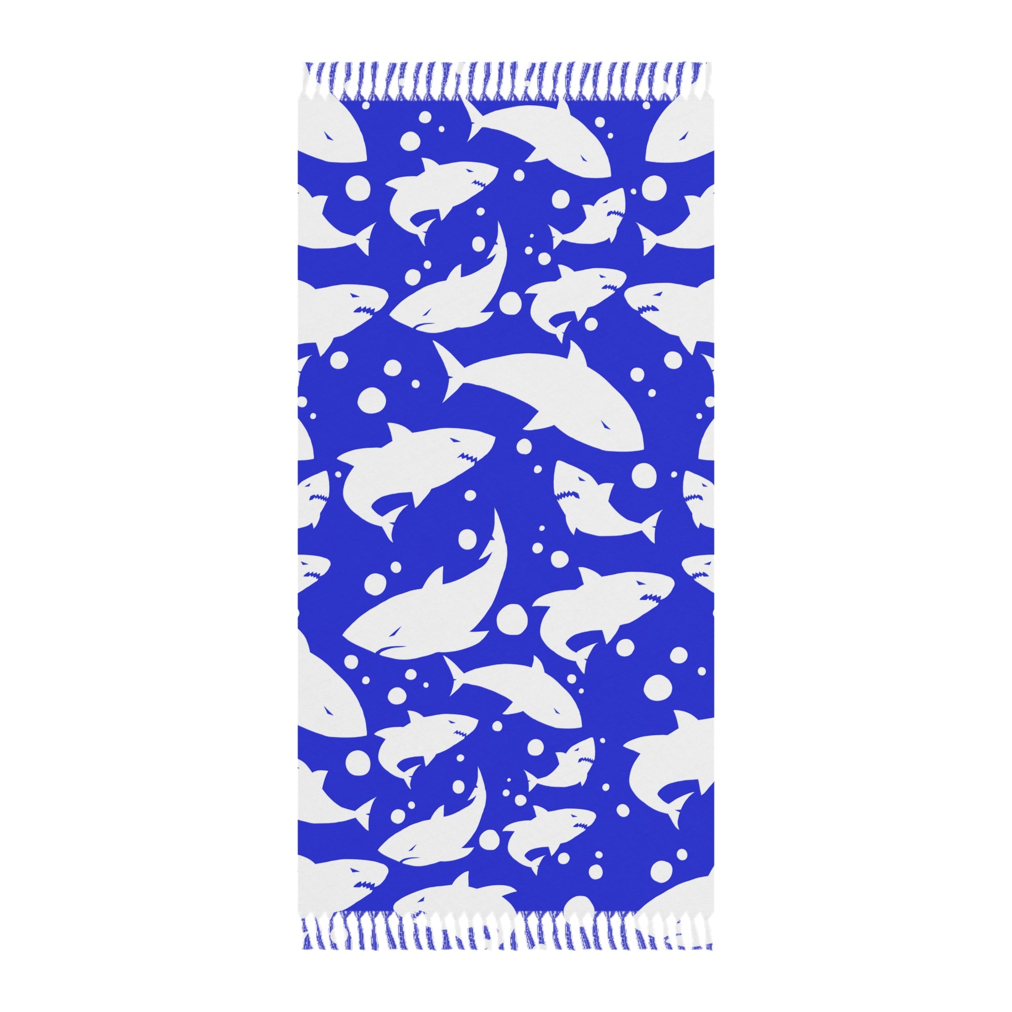 Royal Blue Shark Silhouette Pattern 100% Polyester Boho Beach Cloth