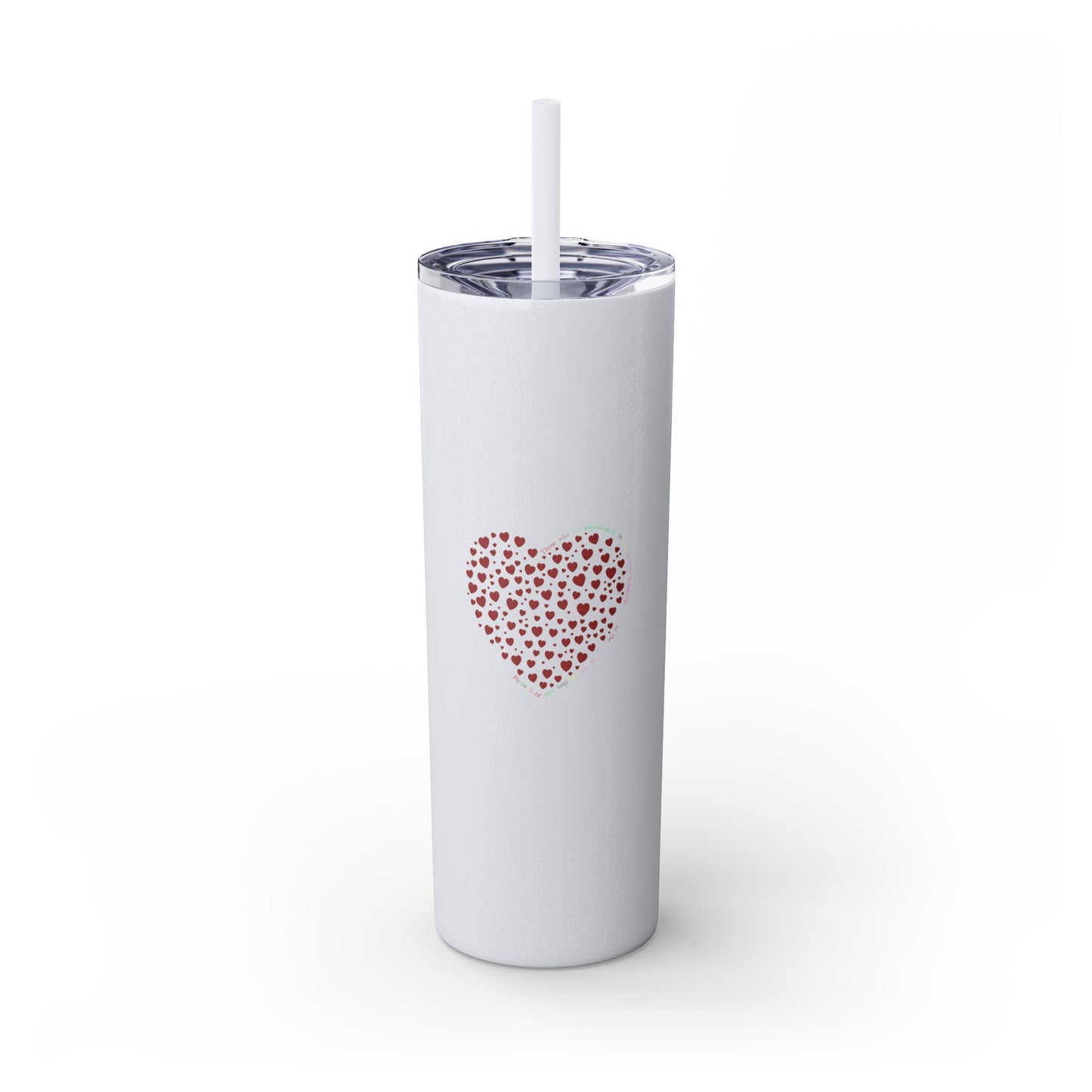 Red Heart Dot Skinny Tumbler | 20oz Reusable Travel Mug, Eco-Friendly Drinkware