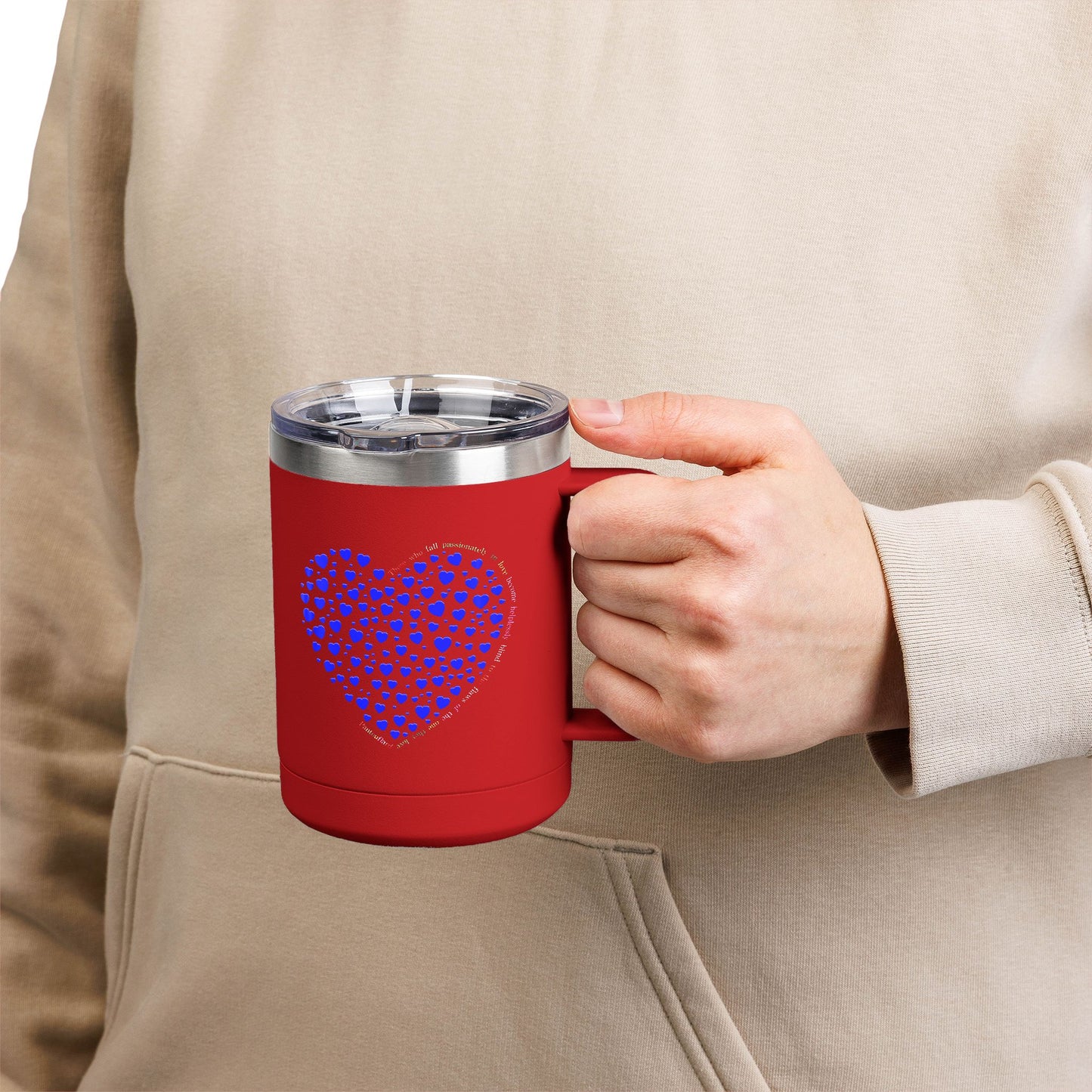 Blue Heart Coffee Mug Tumbler, Personalized Mug