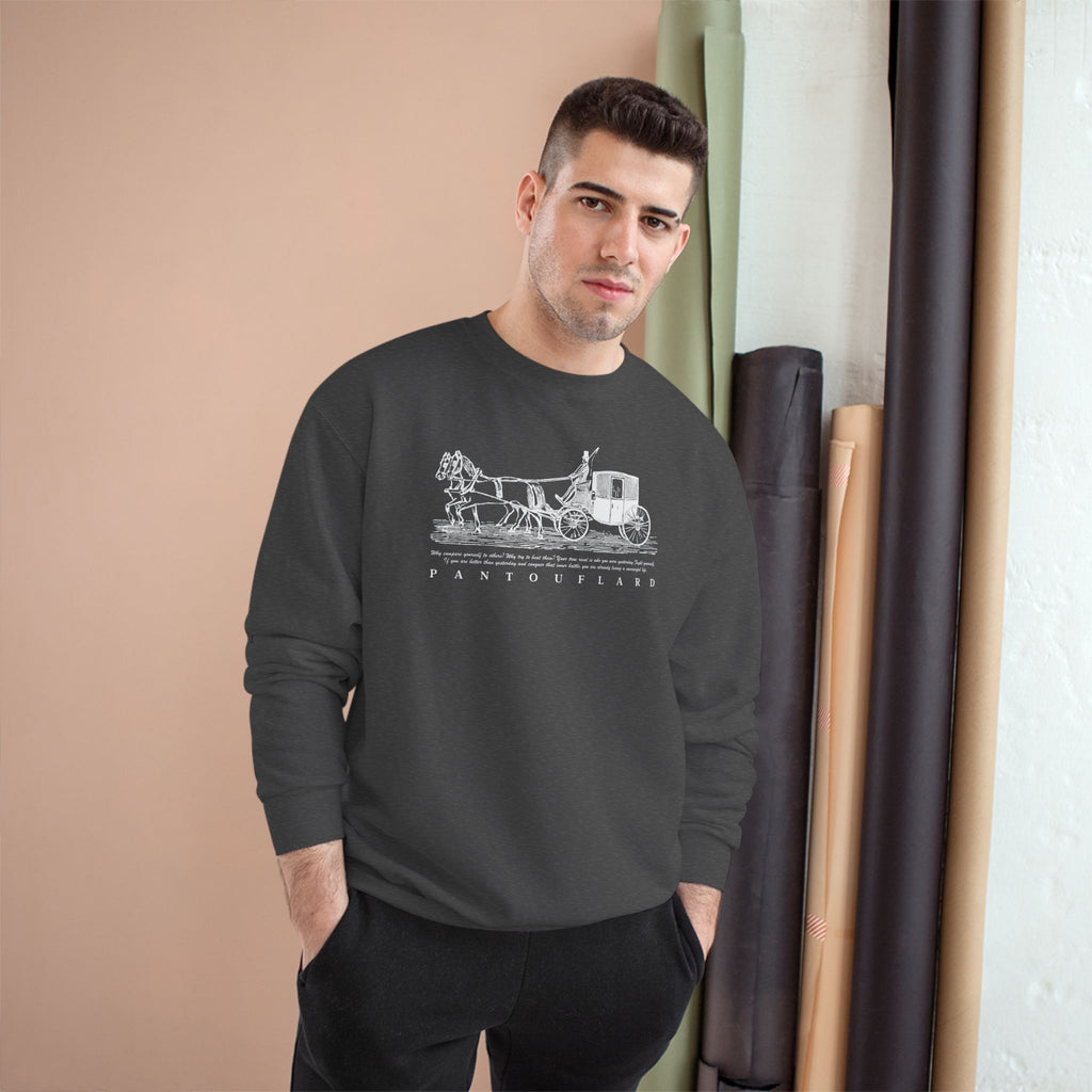 Old Money Equestrian Champion Crewneck - Royal White Carriage (Authentic Varsity Streetwear)
