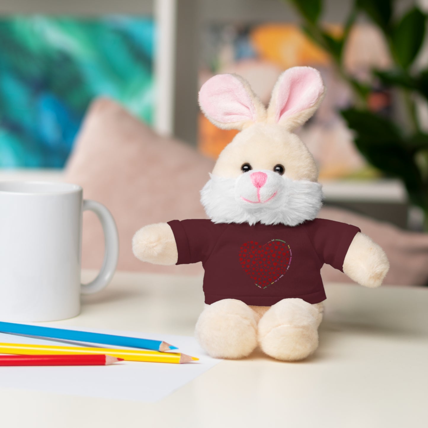 Personalized Stuffed Animal with Red Heart T-Shirt