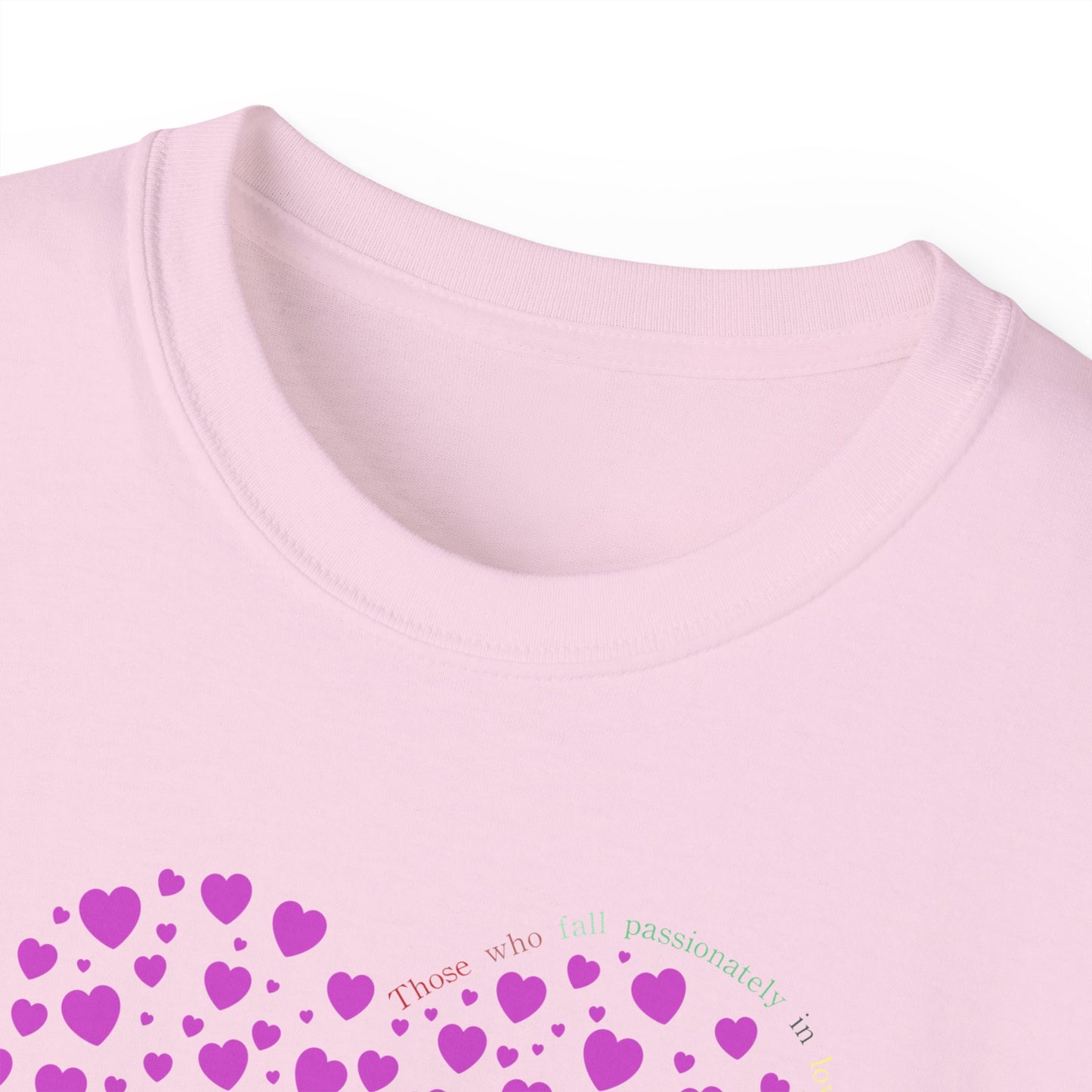 Powder Pink Heart Unisex short sleeved T-shirt
