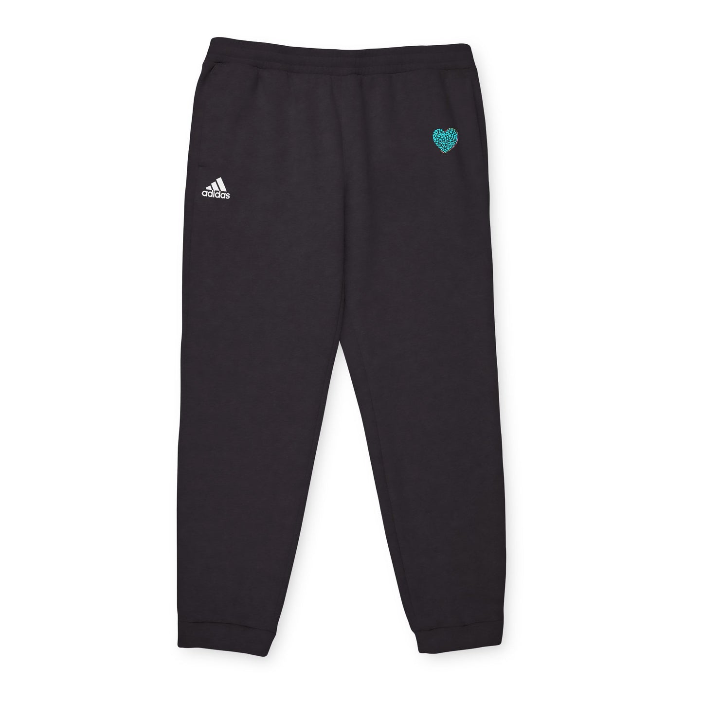 Adidas Unisex Fleece Joggers with Mint Heart Design
