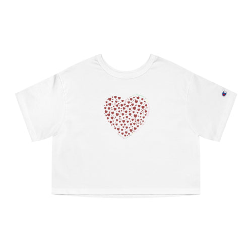 Champion Women's Black Red Heart Cotton Cropped T-Shirt