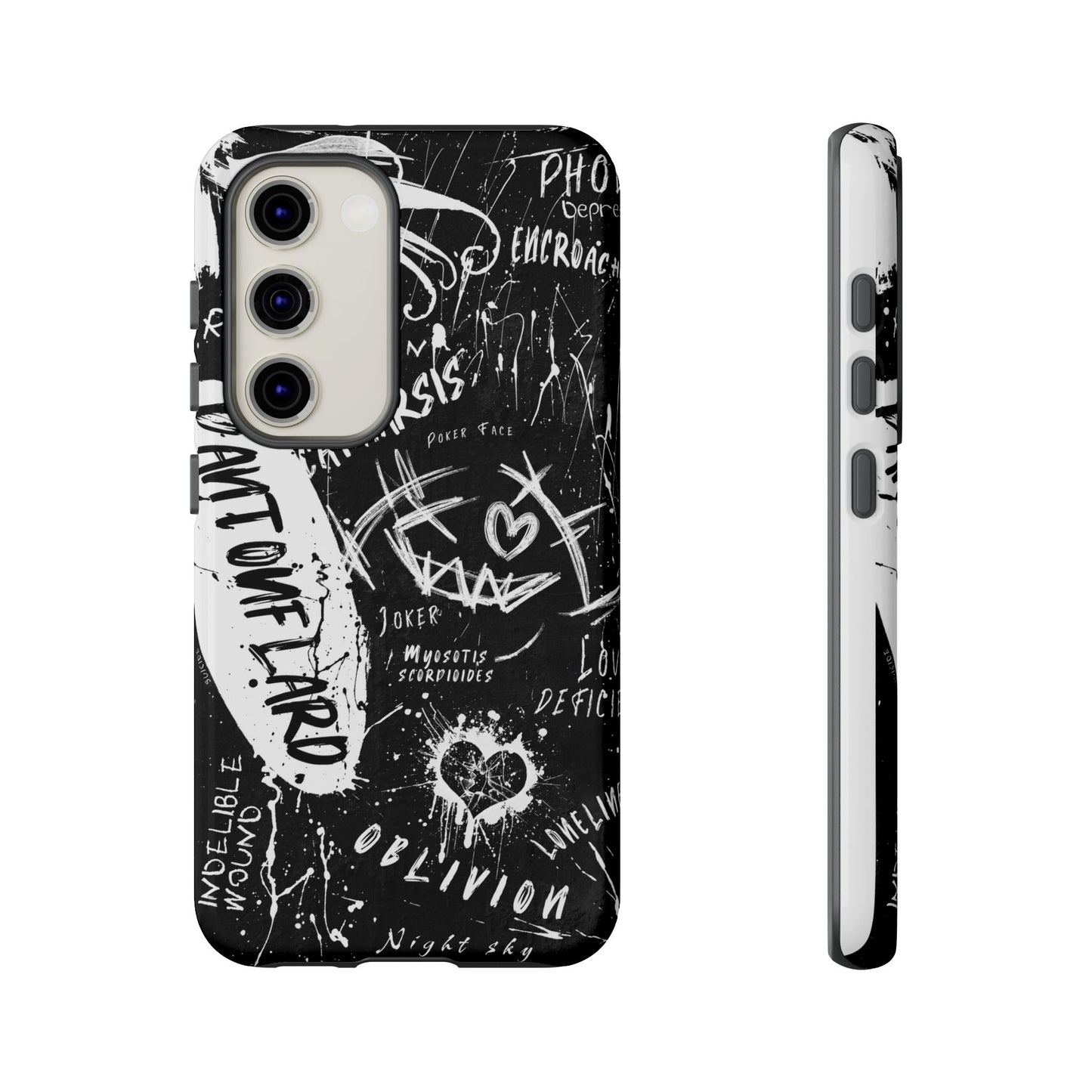 Fundas resistentes: funda atrevida para iPhone, Galaxy, Google Pixel, diseño de grafiti negro, estética urbana, regalo para amantes del arte, accesorios de teléfono modernos, estilo callejero