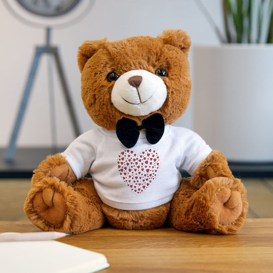 Adorable Teddy Bear with Blue Heart T-Shirt, Gift for Kids