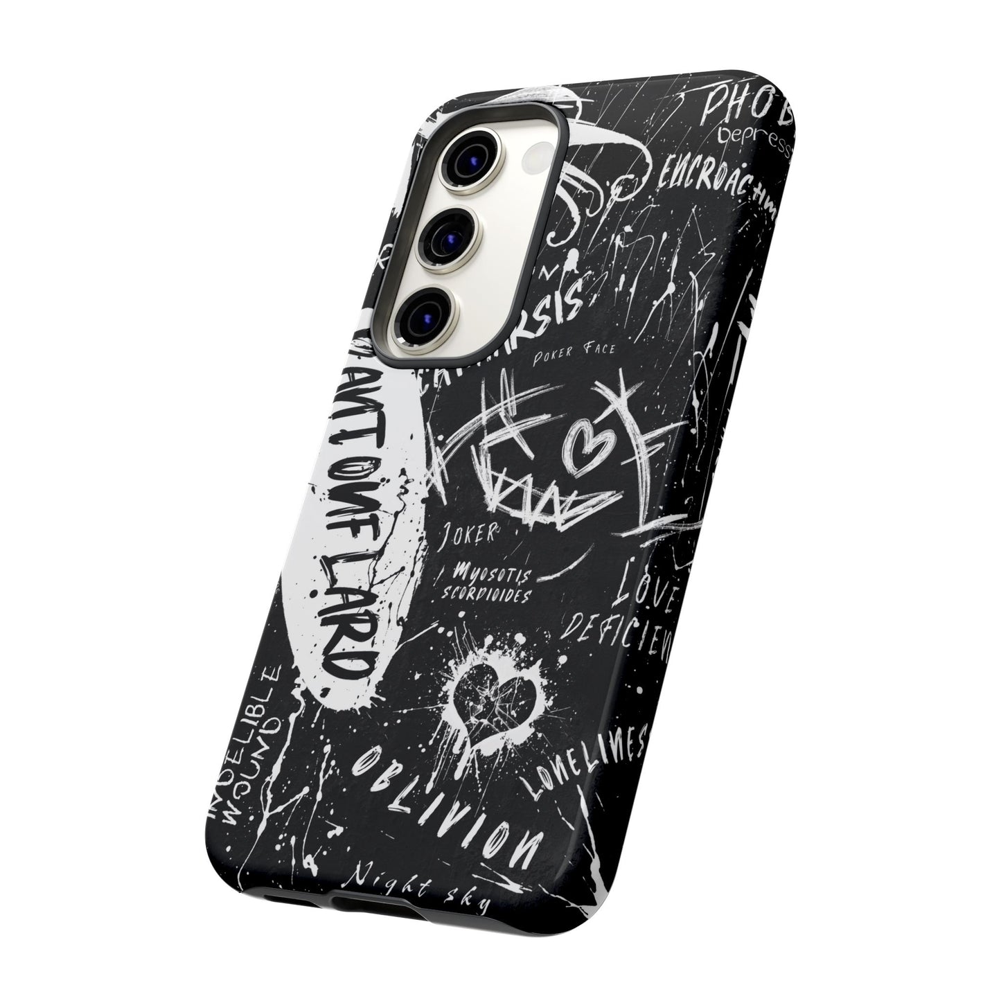 Fundas resistentes: funda atrevida para iPhone, Galaxy, Google Pixel, diseño de grafiti negro, estética urbana, regalo para amantes del arte, accesorios de teléfono modernos, estilo callejero