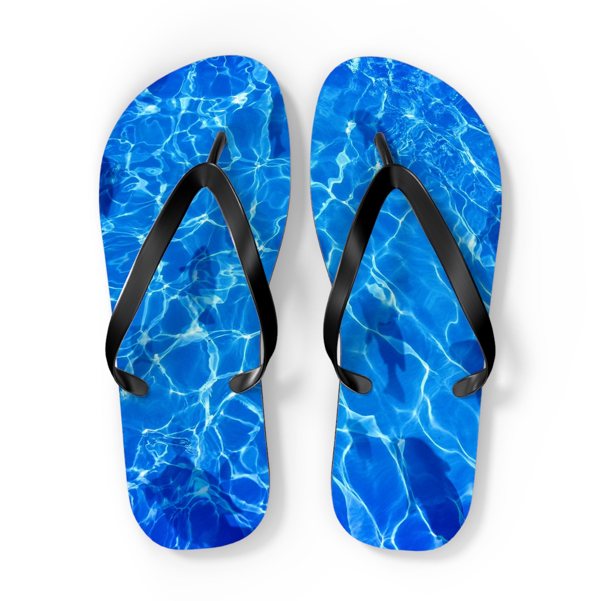 Men's/Women's Vibrant Blue Pool Water Flip Flops - Vaporwave Thong Sandals