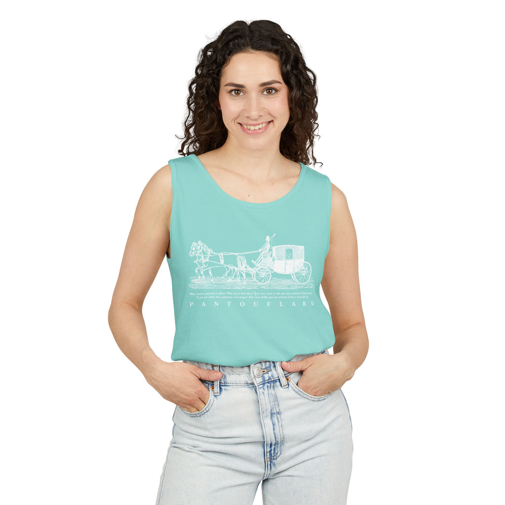 Unisex Black Pantouflard Carriage Cotton Garment-Dyed Tank Top