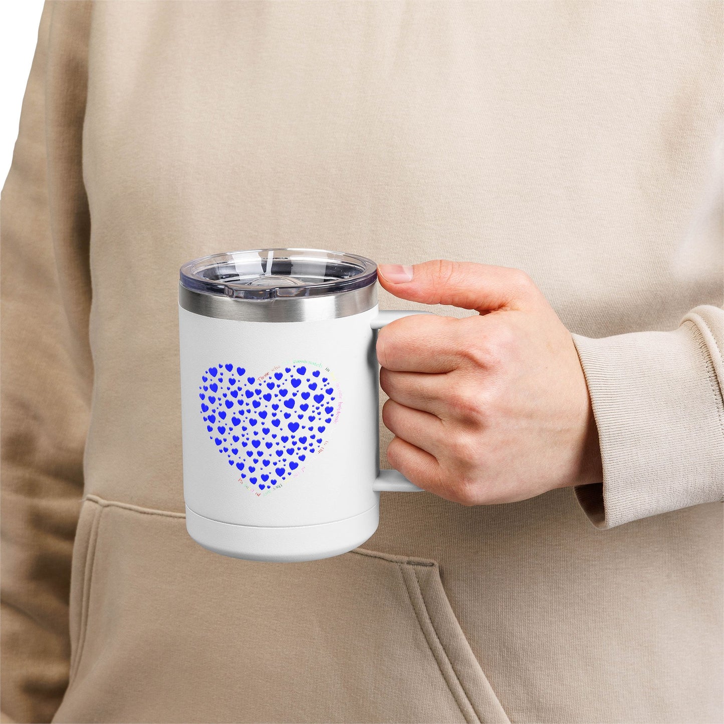 Blue Heart Coffee Mug Tumbler, Personalized Mug