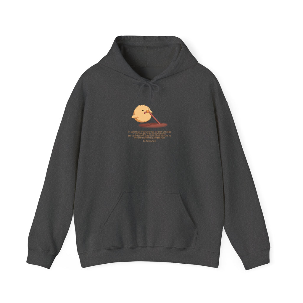 Kitsch Kawaii Chick & Worm Graphic Hoodie - The Quiet Victory (Aesthetic Streetwear Fleece)