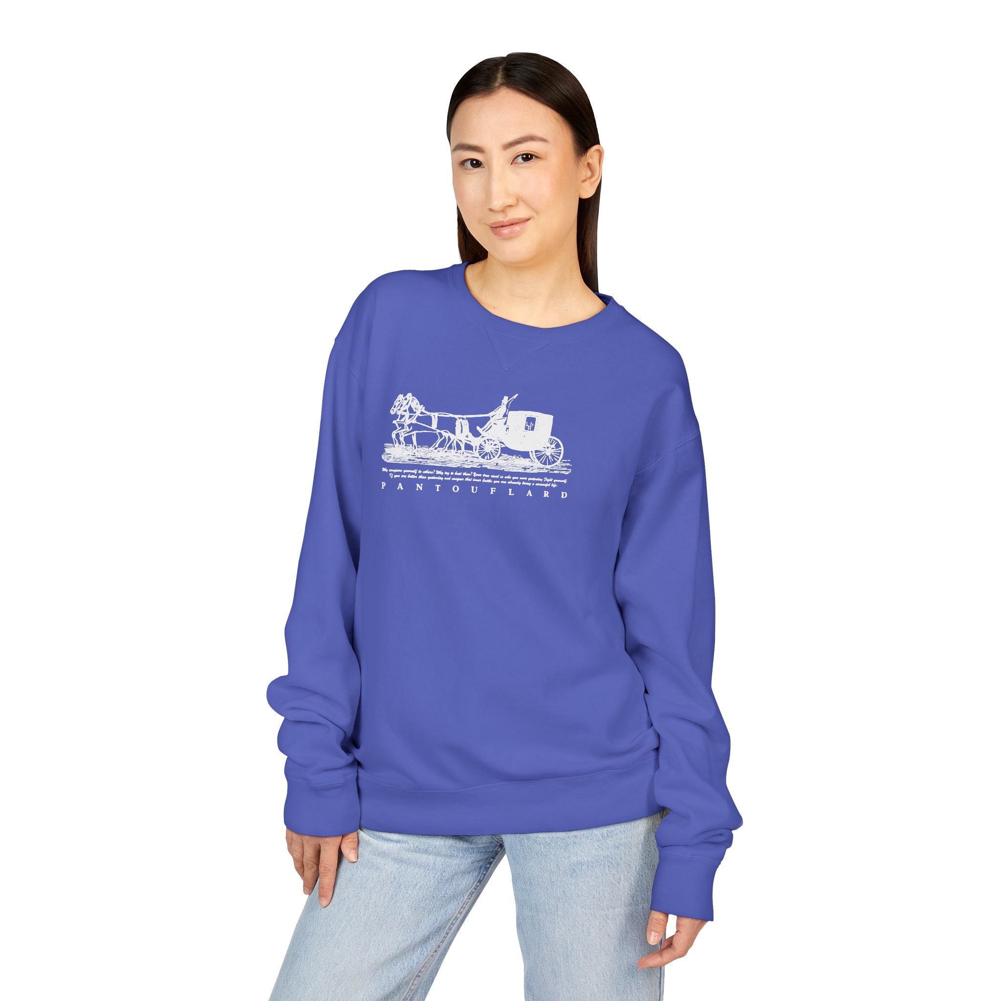 Old Money Equestrian Heritage Crewneck - The Nostalgic Journey II (Dark Academia Garment-Dyed Sweatshirt)