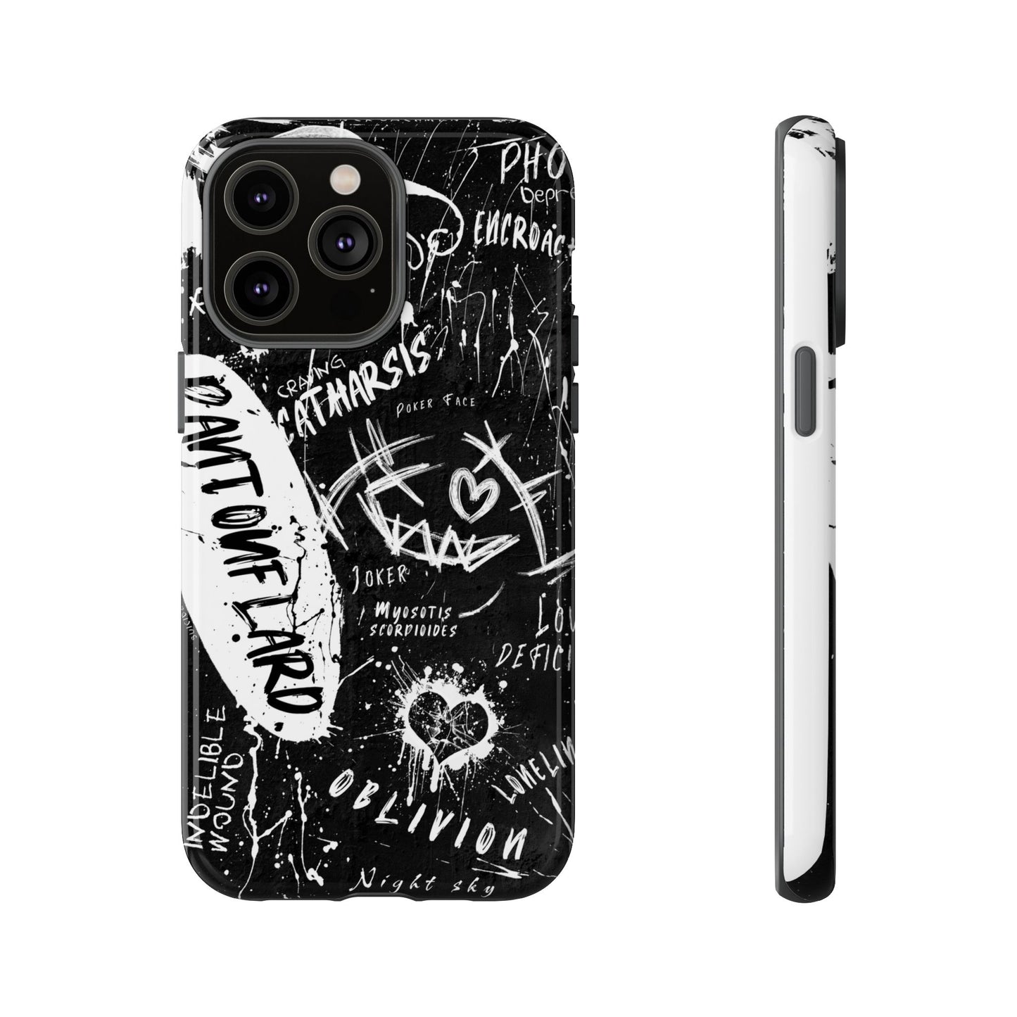 Fundas resistentes: funda atrevida para iPhone, Galaxy, Google Pixel, diseño de grafiti negro, estética urbana, regalo para amantes del arte, accesorios de teléfono modernos, estilo callejero