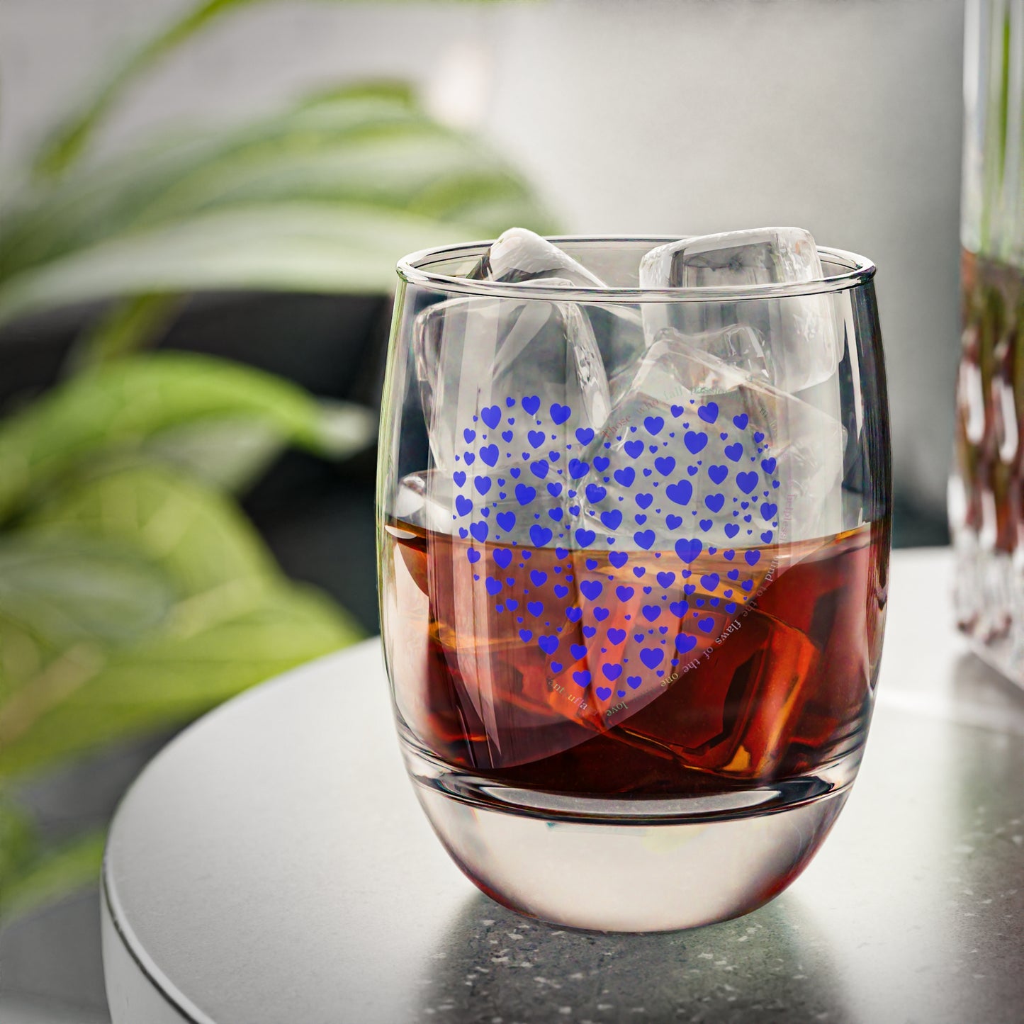 Whiskey Glass with Blue Heart Design, Barware