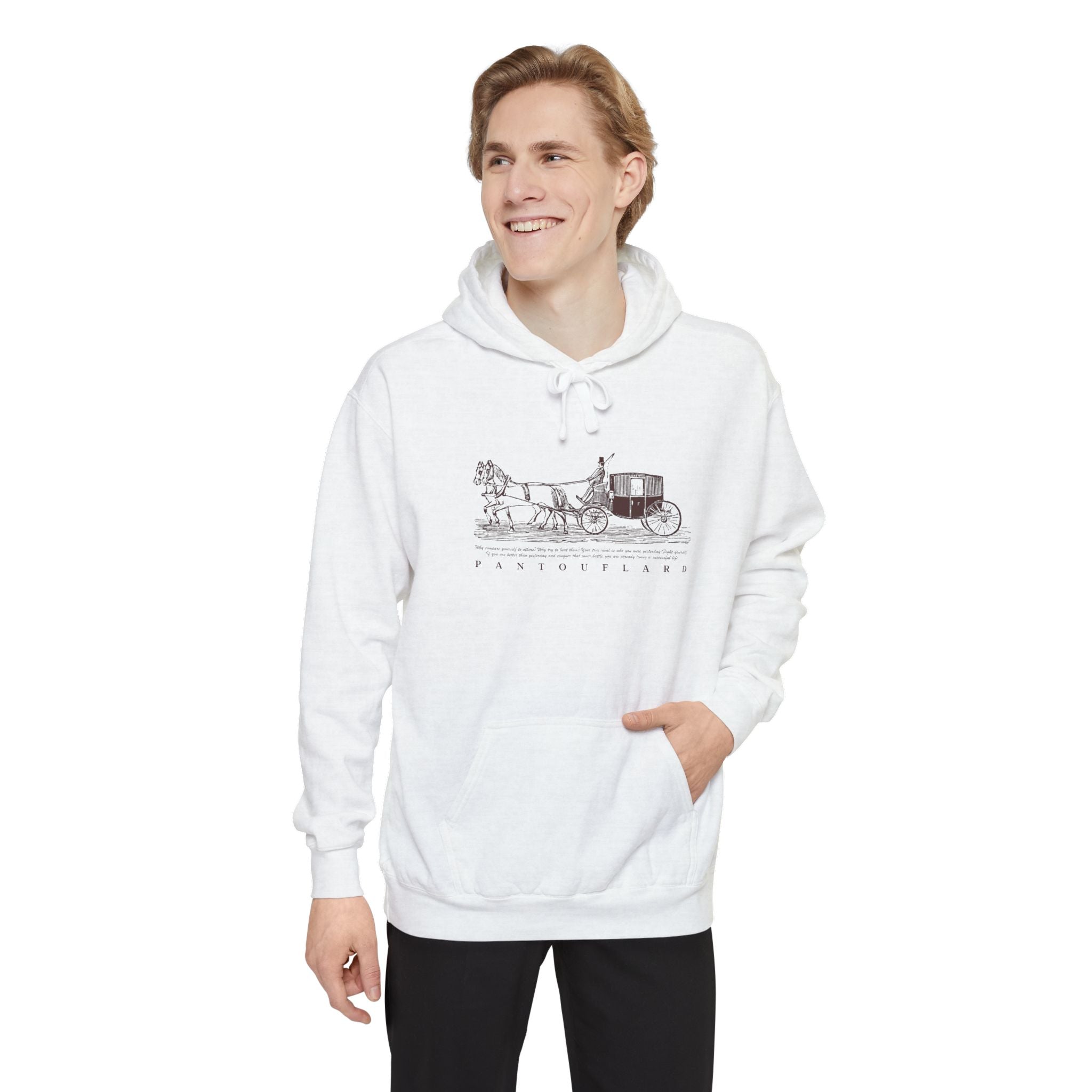 Old Money Equestrian Heritage Hoodie - The Heritage Carriage I (Premium Garment-Dyed Heavyweight Fleece)