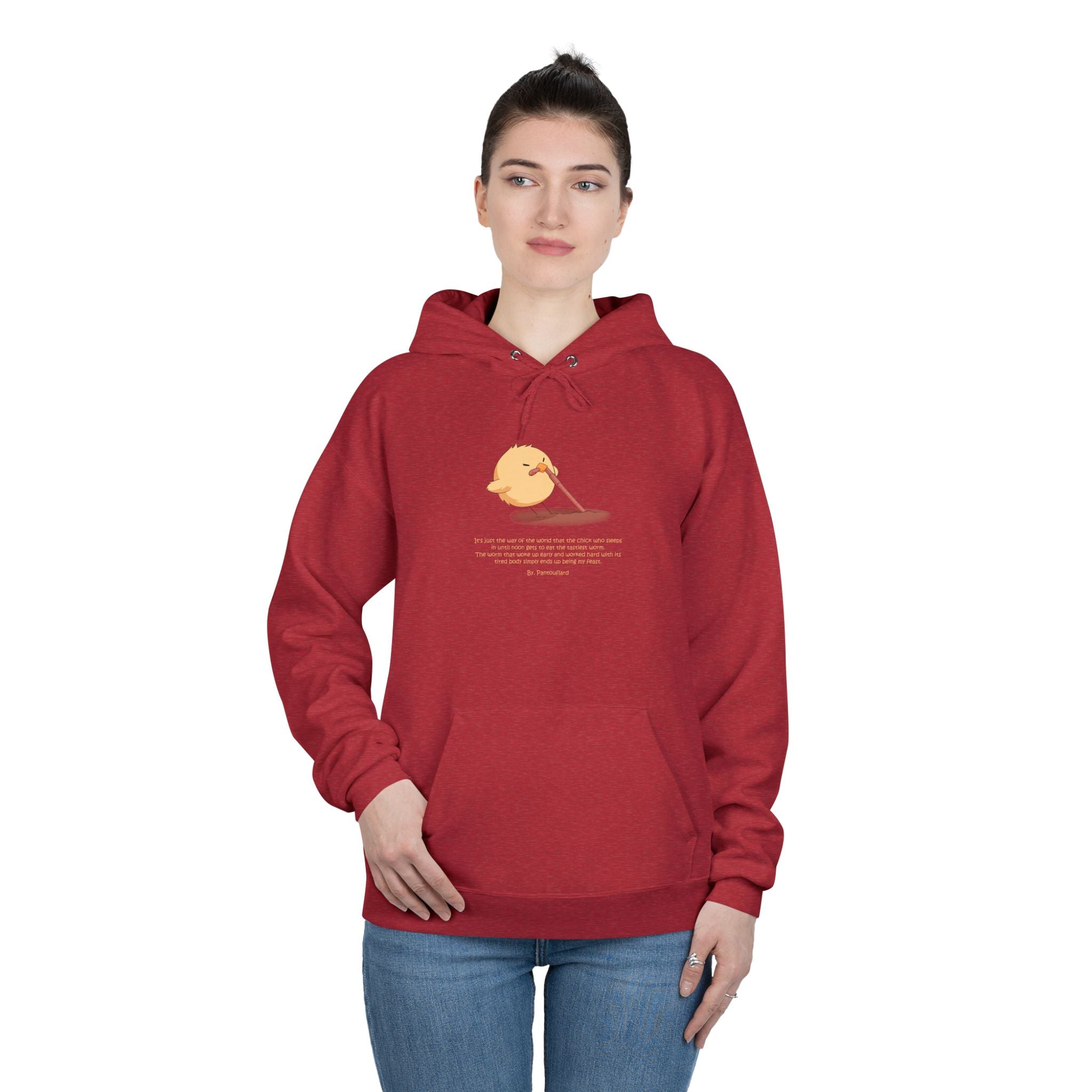 Unisex Light Blue Pantouflard Chick Cotton Blend Pullover Hoodie