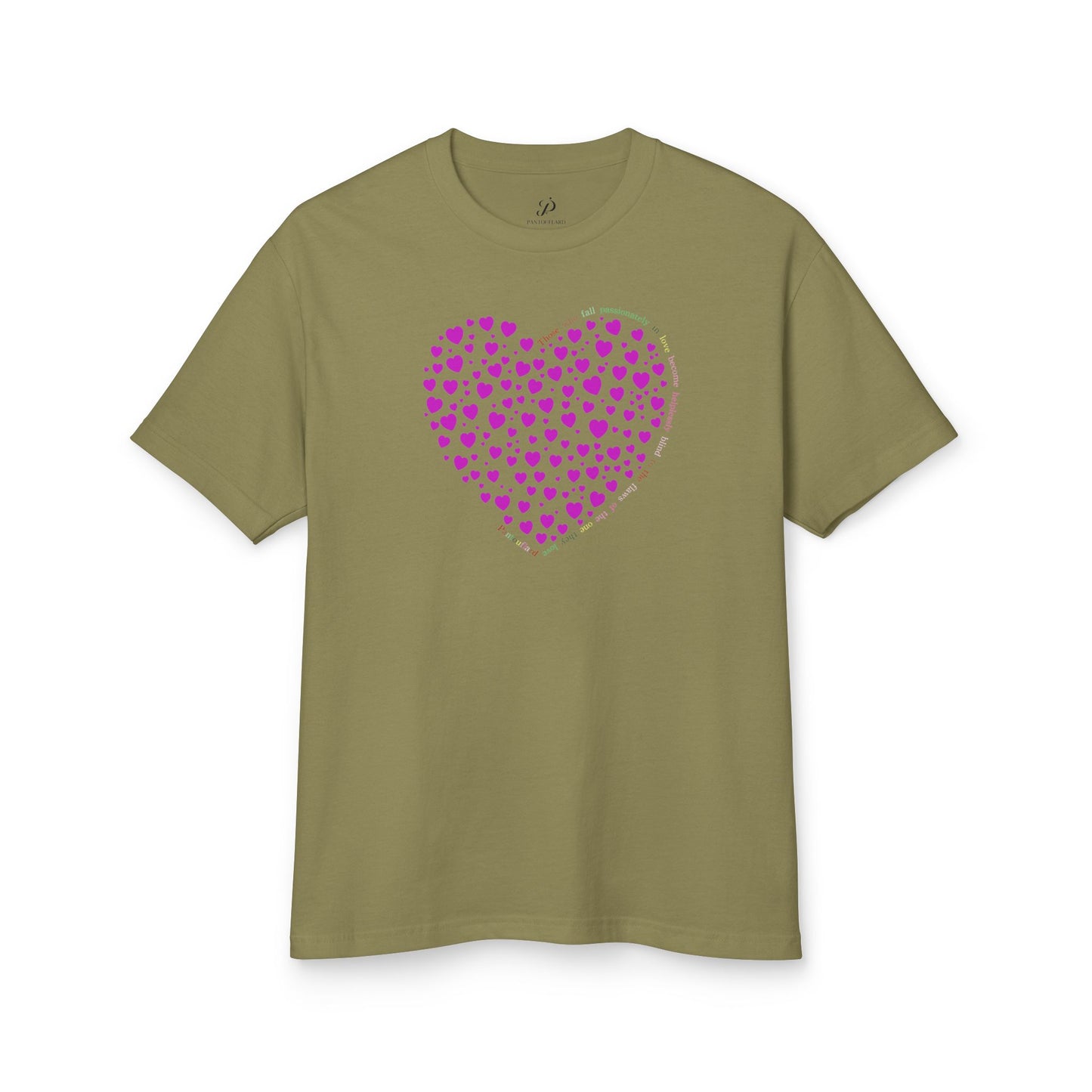 Camiseta unisex de algodón grueso color rosa polvo con corazón