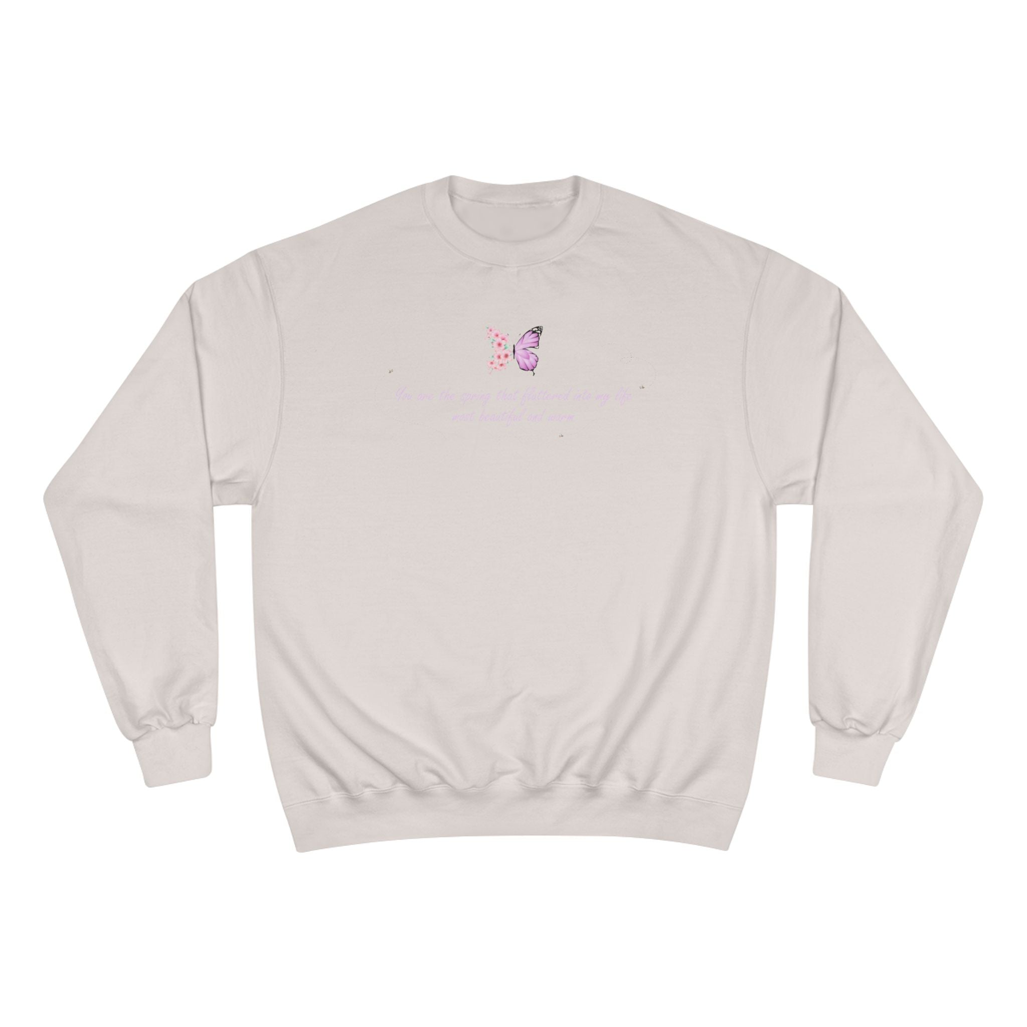 Unisex White Floral Butterfly Spring Quote Cotton Blend Champion Sweatshirt