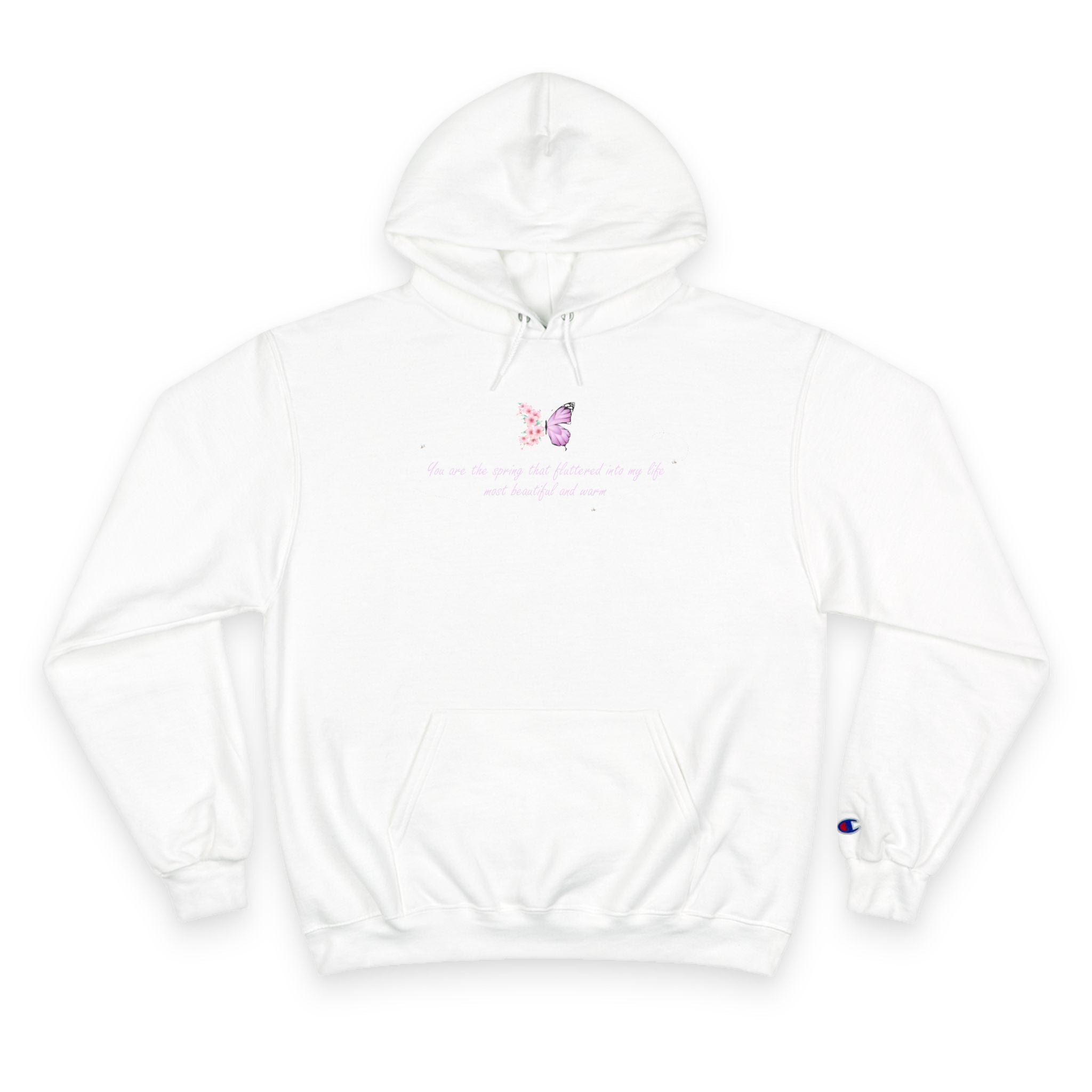 Unisex White Floral Butterfly Spring Quote Cotton Blend Champion Hoodie