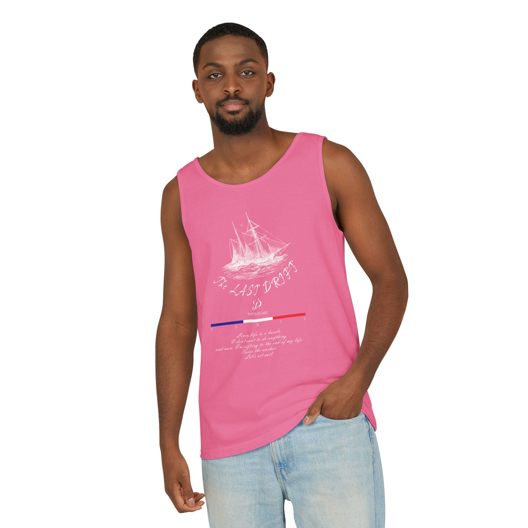 Unisex Black Last Drift Cotton Garment-Dyed Tank Top