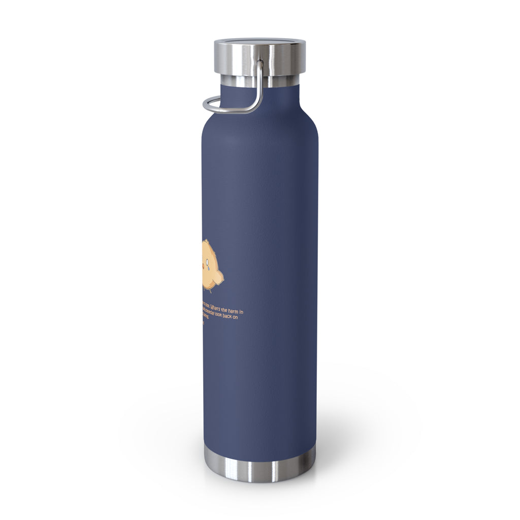 Navy Blue Cute Biting Chicks Quote 22oz Copper Vacuum Insulated Bottle