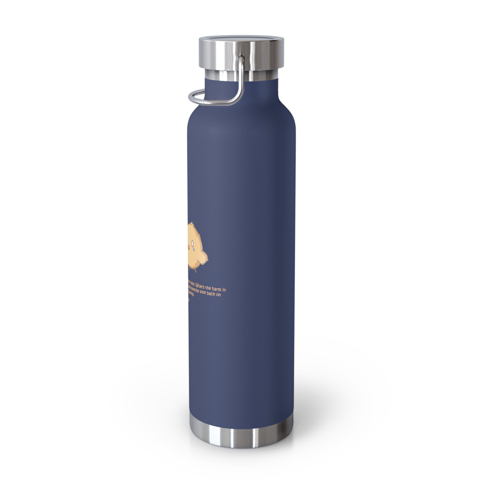 Navy Blue Cute Biting Chicks Quote 22oz Copper Vacuum Insulated Bottle