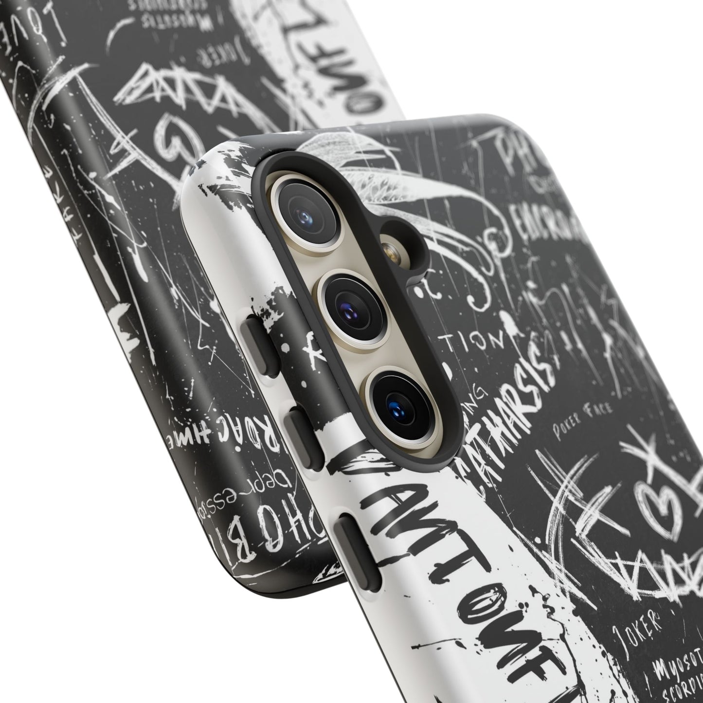 Fundas resistentes: funda atrevida para iPhone, Galaxy, Google Pixel, diseño de grafiti negro, estética urbana, regalo para amantes del arte, accesorios de teléfono modernos, estilo callejero