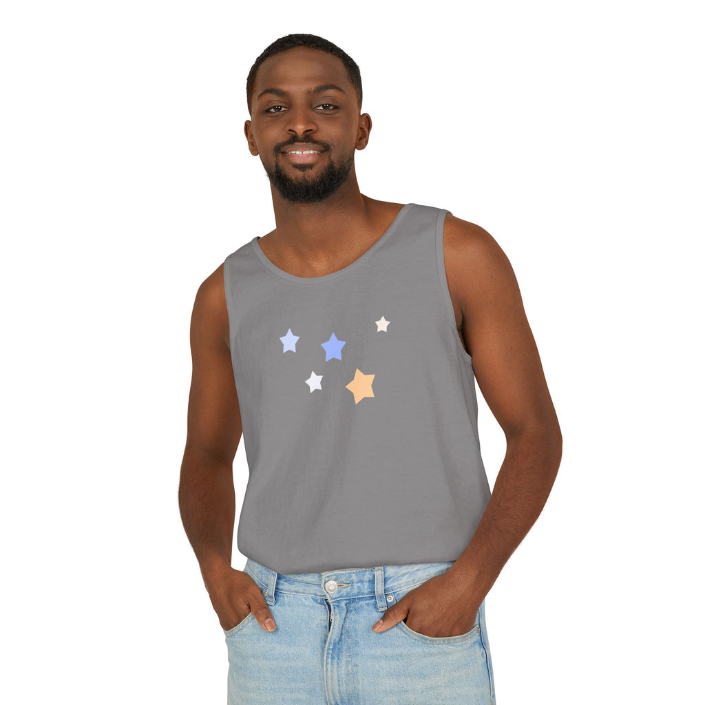 Men's & Women's Cassiopeia Constellation Graphic Garment-Dyed Tank Top - W-Shape Sleeveless Shirt