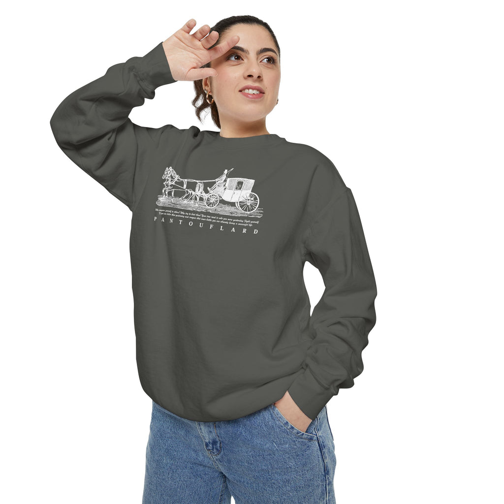Unisex Navy Vintage Carriage Graphic Cotton Blend Sweatshirt