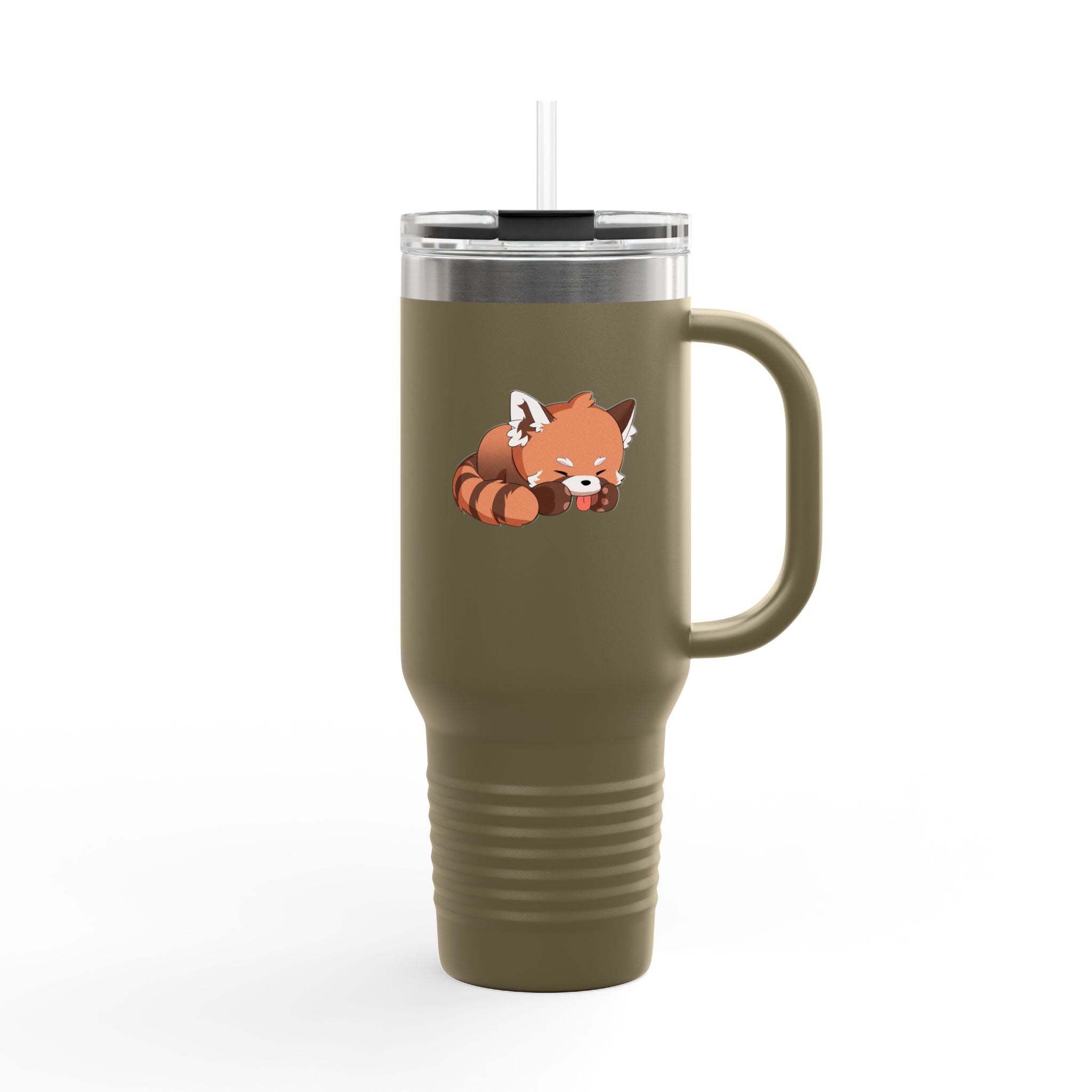 Olive Green Cute Sleeping Red Panda 40oz Stainless Steel Insulated Travel Mug