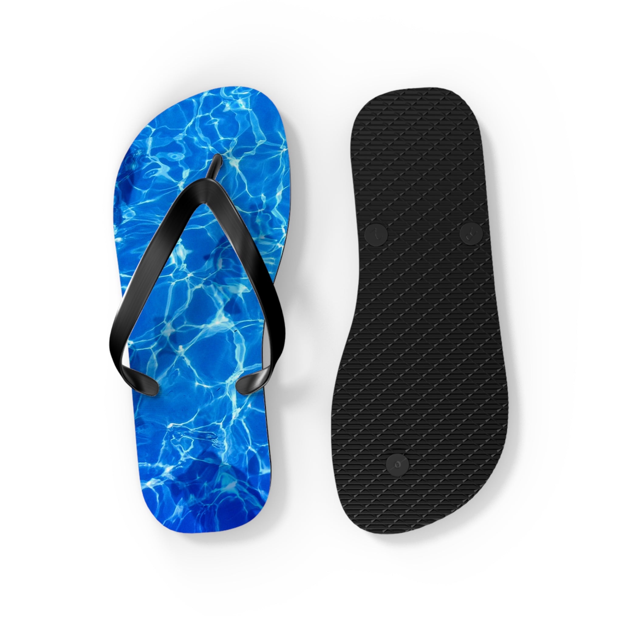 Men's/Women's Vibrant Blue Pool Water Flip Flops - Vaporwave Thong Sandals