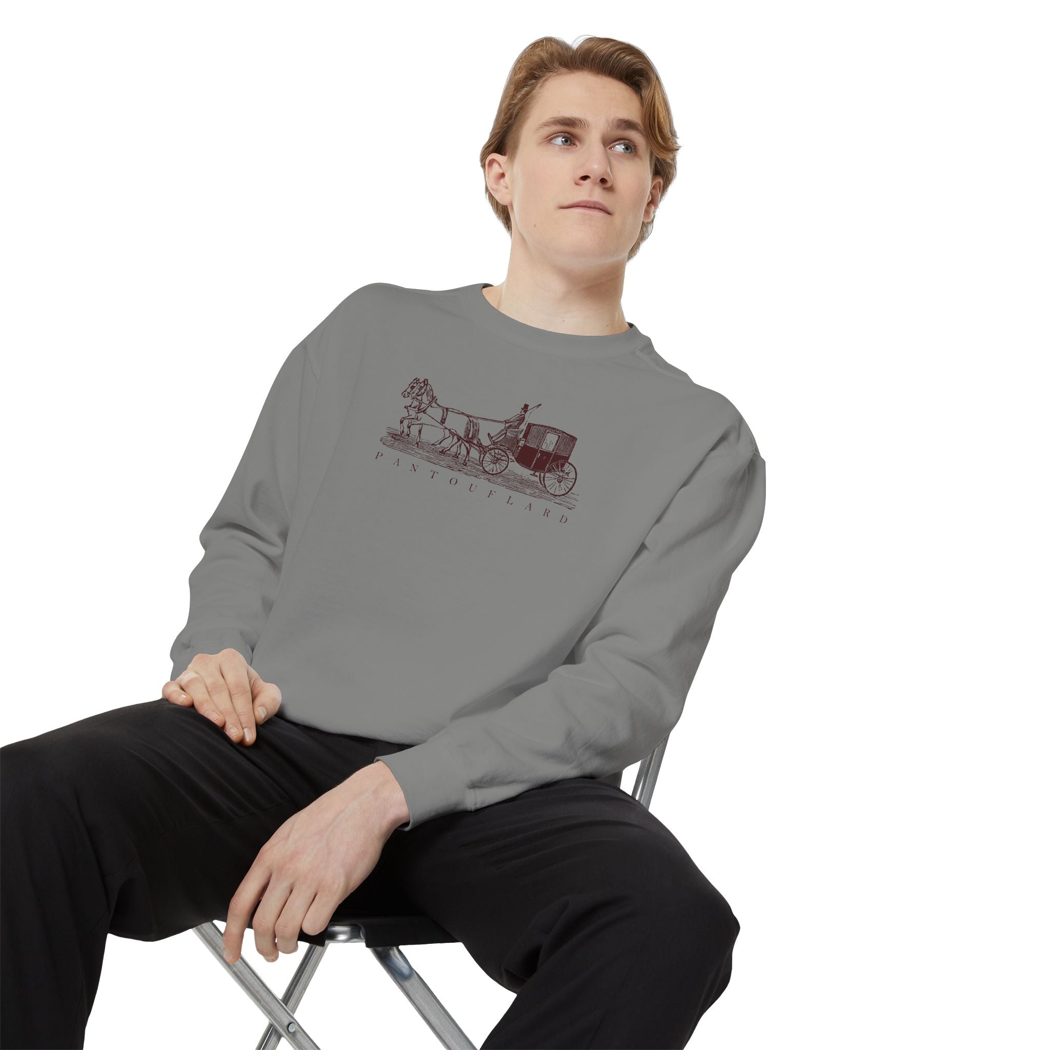 Unisex White Pantouflard Carriage Cotton Blend Sweatshirt