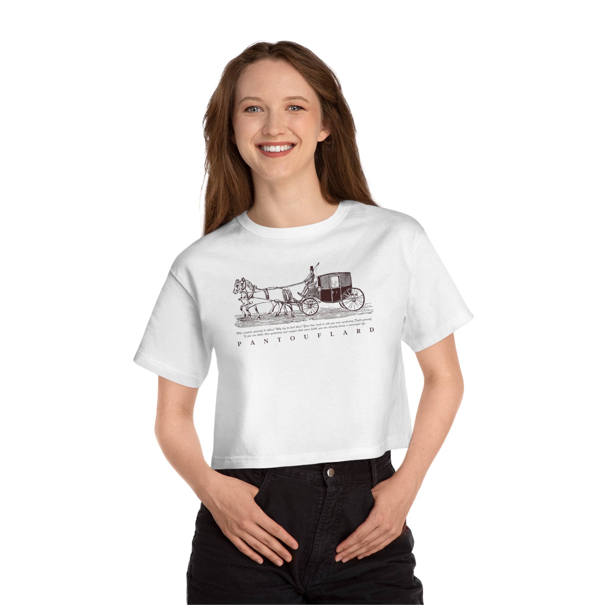 Old Money Equestrian Cropped Tee - The Timeless Carriage I (Champion Heritage T453W)