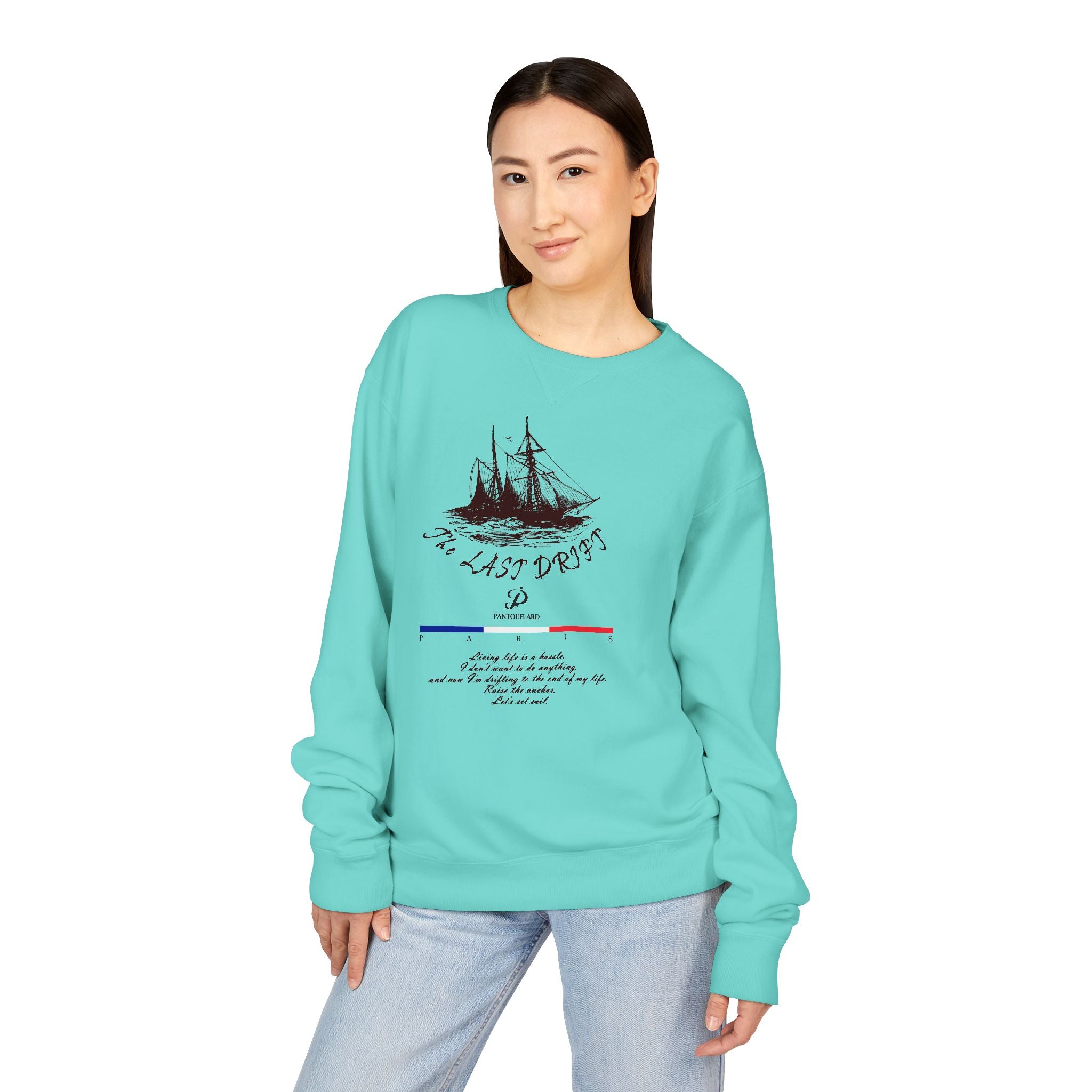 Old Money Nautical Heritage Crewneck - The Last Drift I (Paris Aesthetic Garment-Dyed Sweatshirt)
