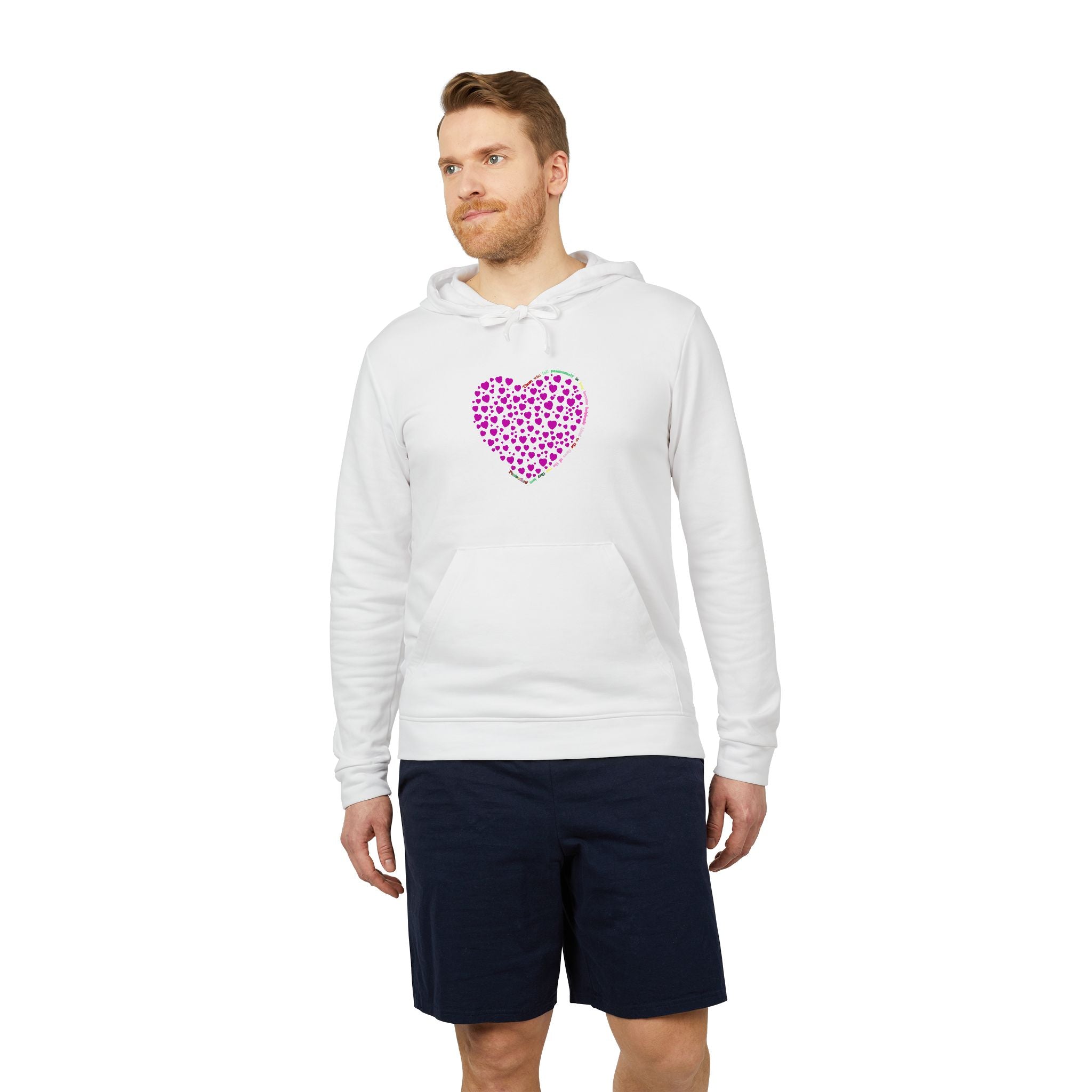 Adidas® 男女款粉色心形羊毛连帽衫