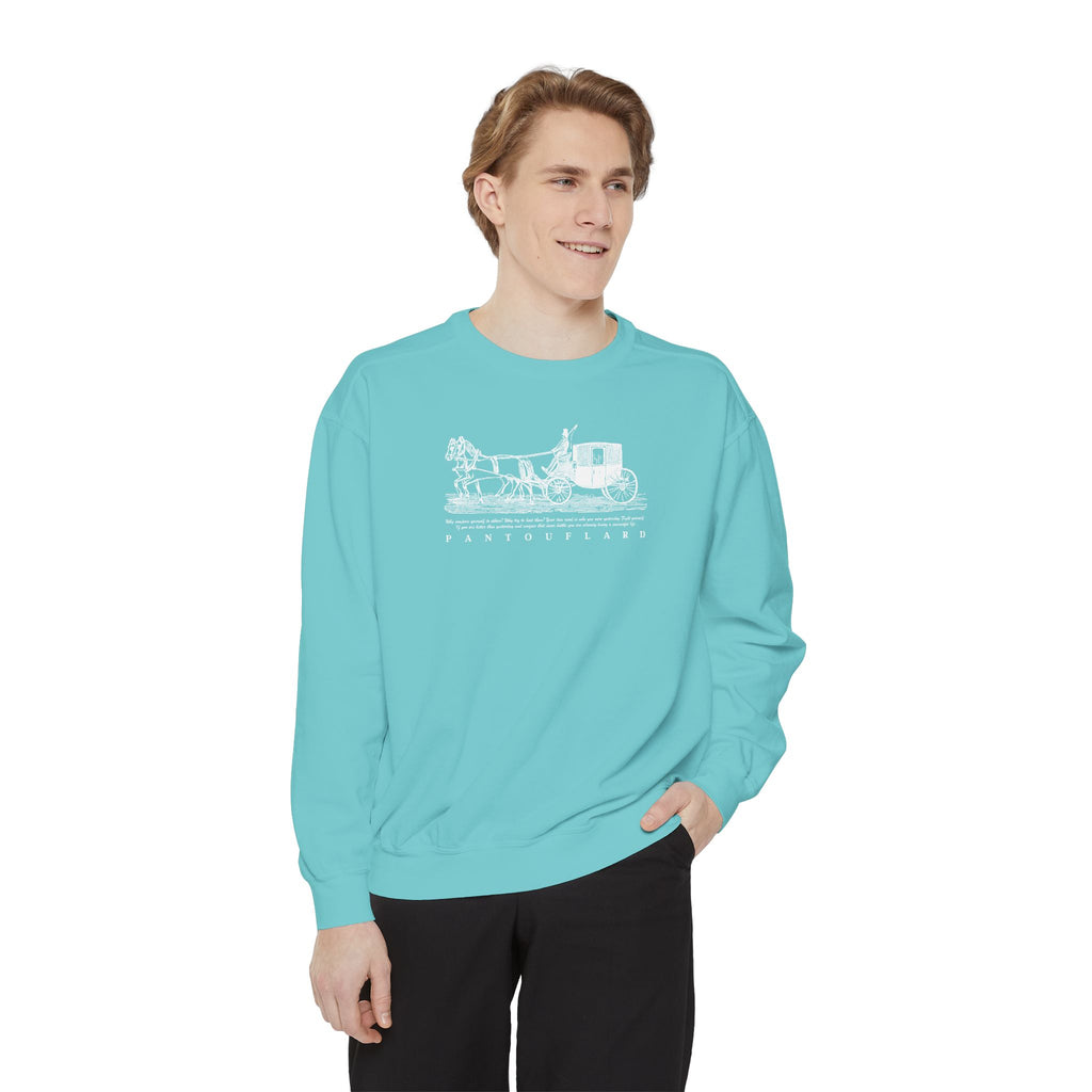 Unisex Navy Vintage Carriage Graphic Cotton Blend Sweatshirt