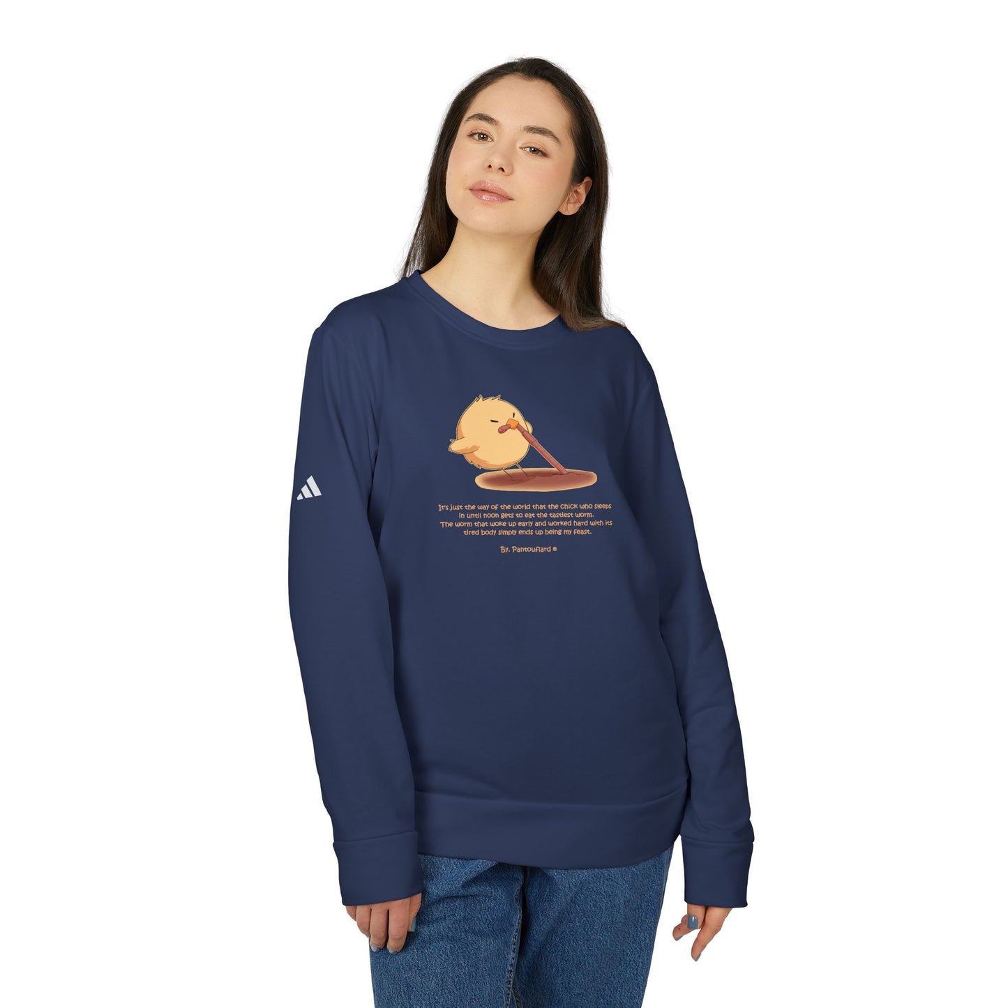 Adidas Cute Chick Cartoon Unisex Fleece Crewneck Sweatshirt