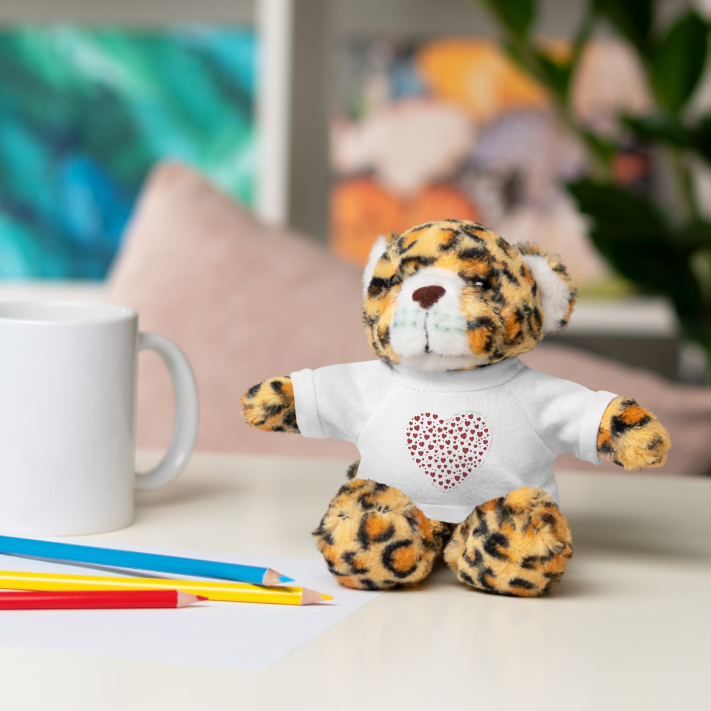 Personalized Stuffed Animal with Red Heart T-Shirt