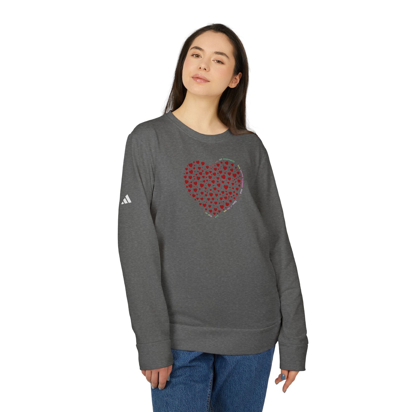 Adidas Unisex  Crewneck Sweatshirt with Red Heart Design