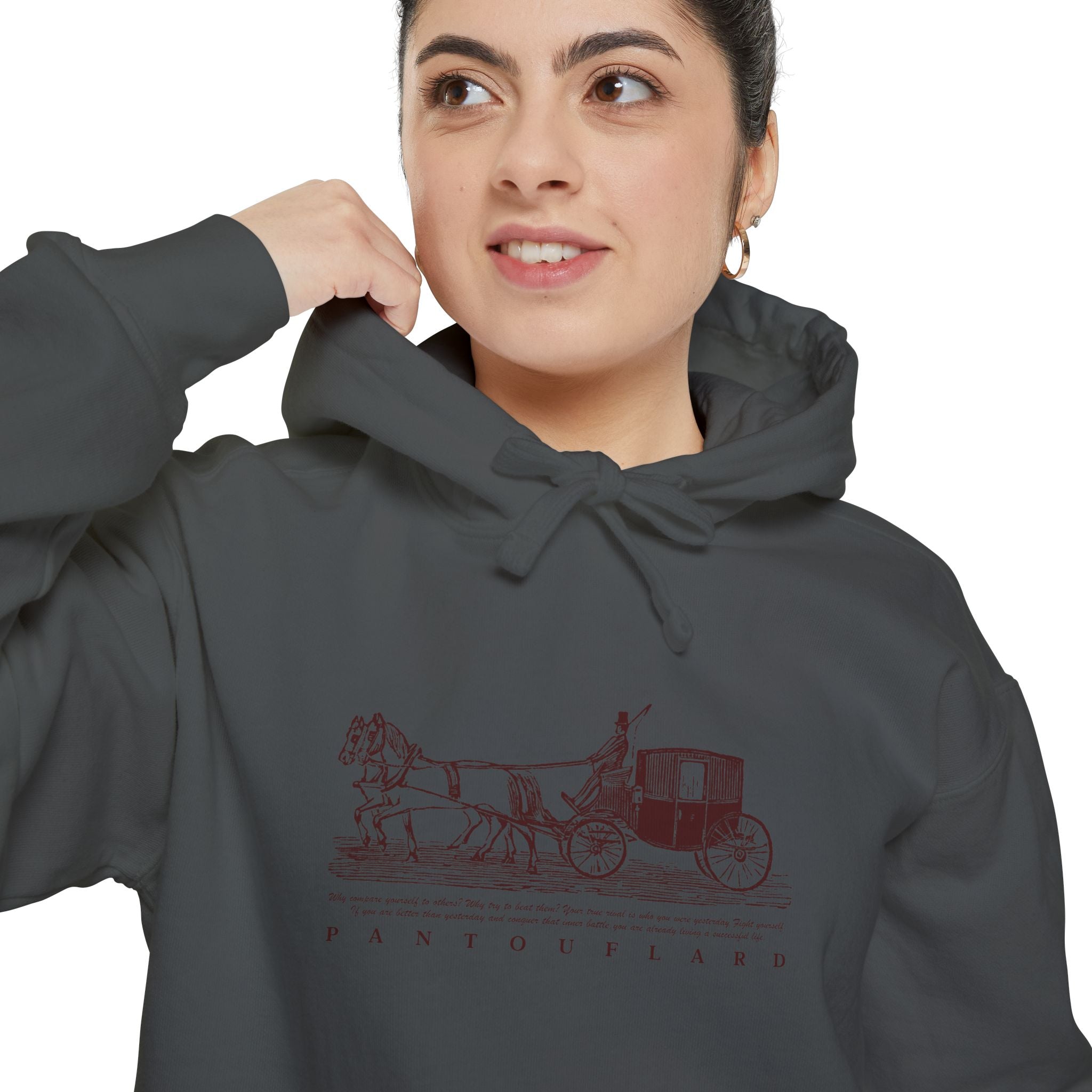 Old Money Equestrian Heritage Hoodie - The Heritage Carriage I (Premium Garment-Dyed Heavyweight Fleece)